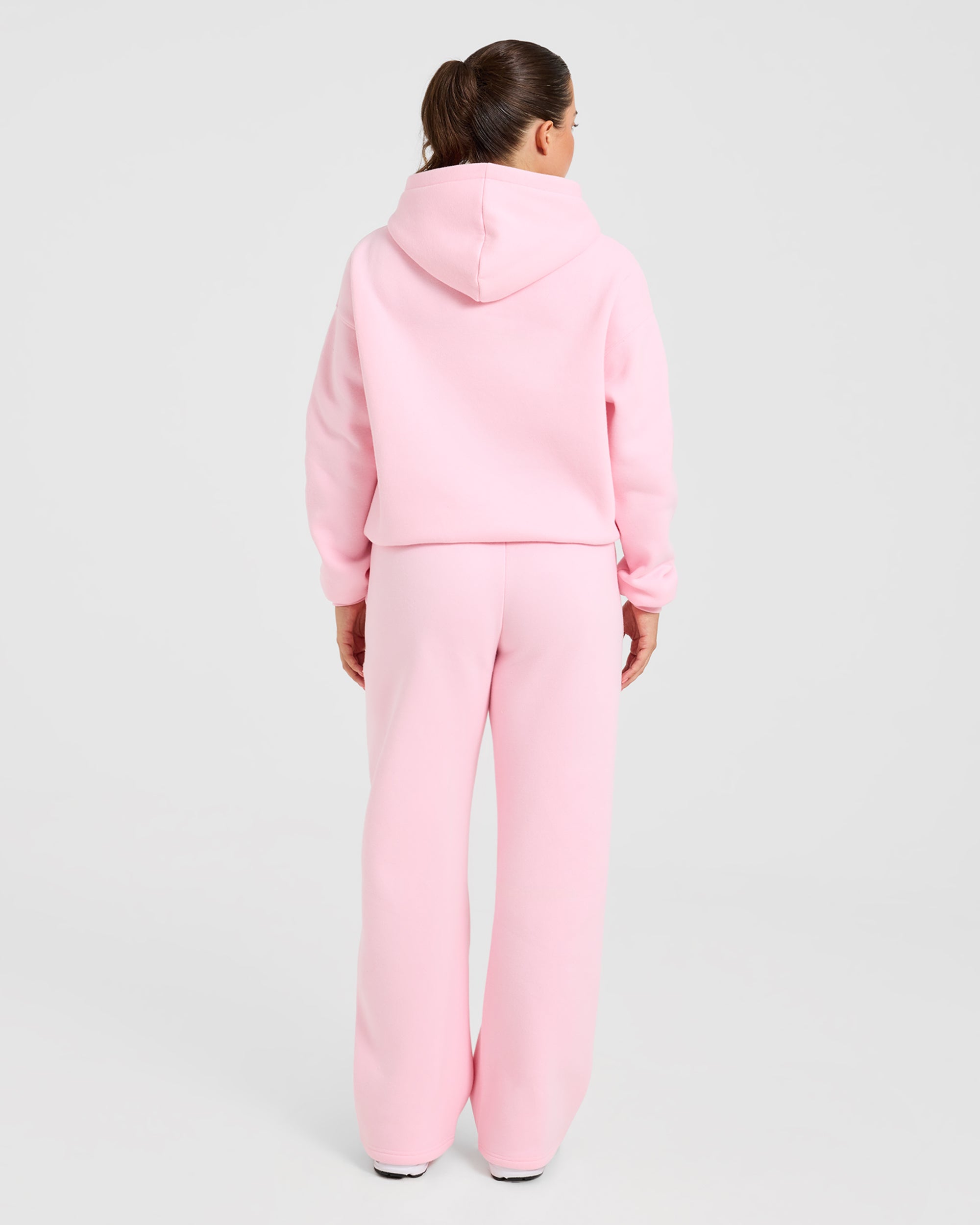 Varsity Applique Oversized Straight Leg Joggers - Baby Pink