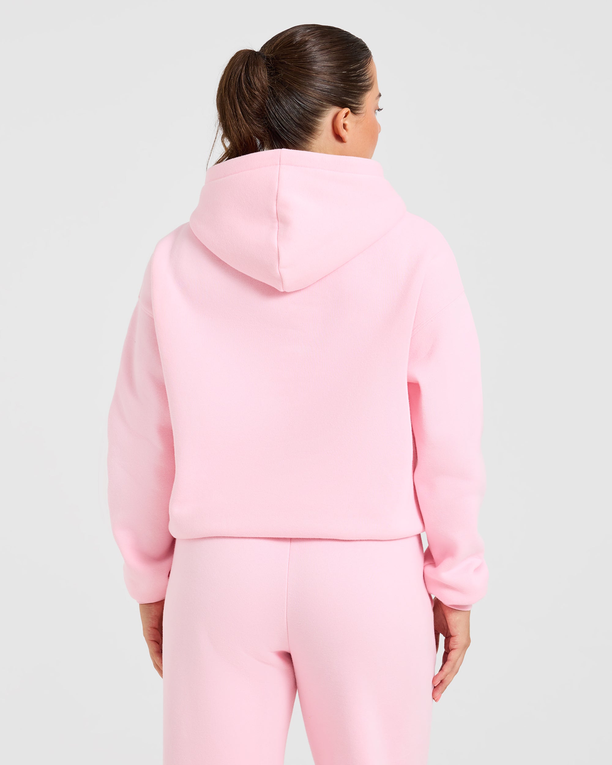Varsity Applique Oversized Hoodie - Baby Pink