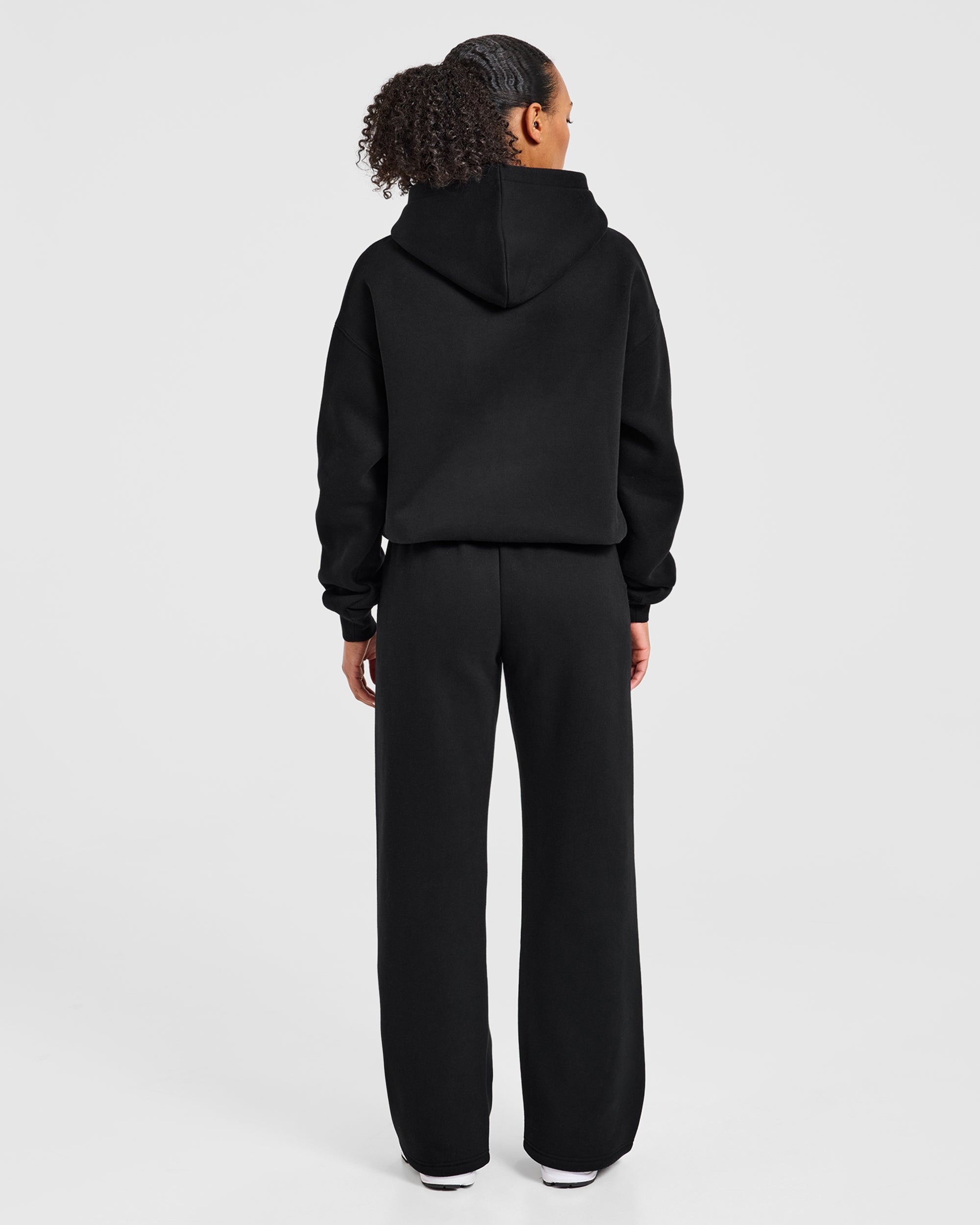 Varsity Applique Oversized Hoodie - Black