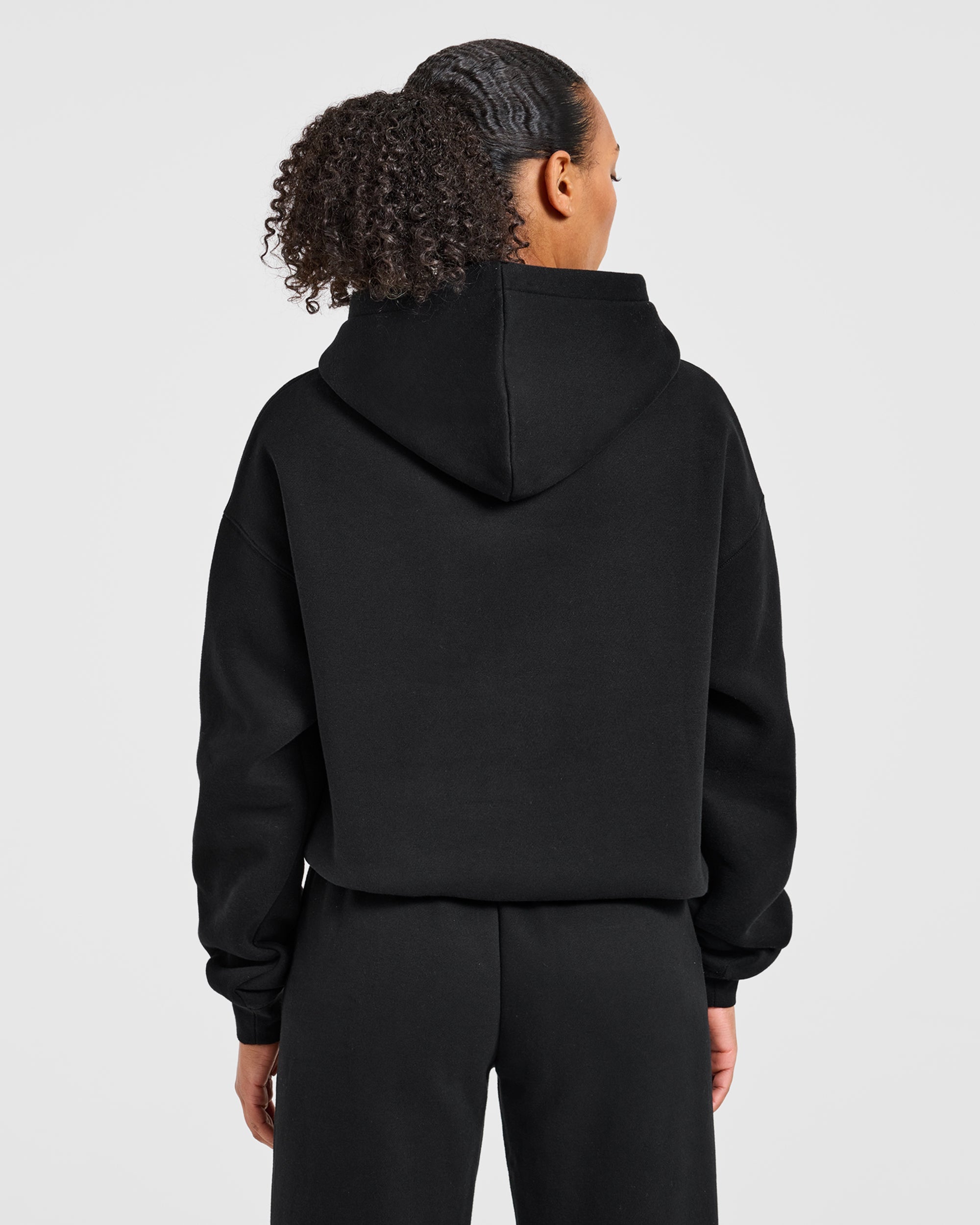 Varsity Applique Oversized Hoodie - Black
