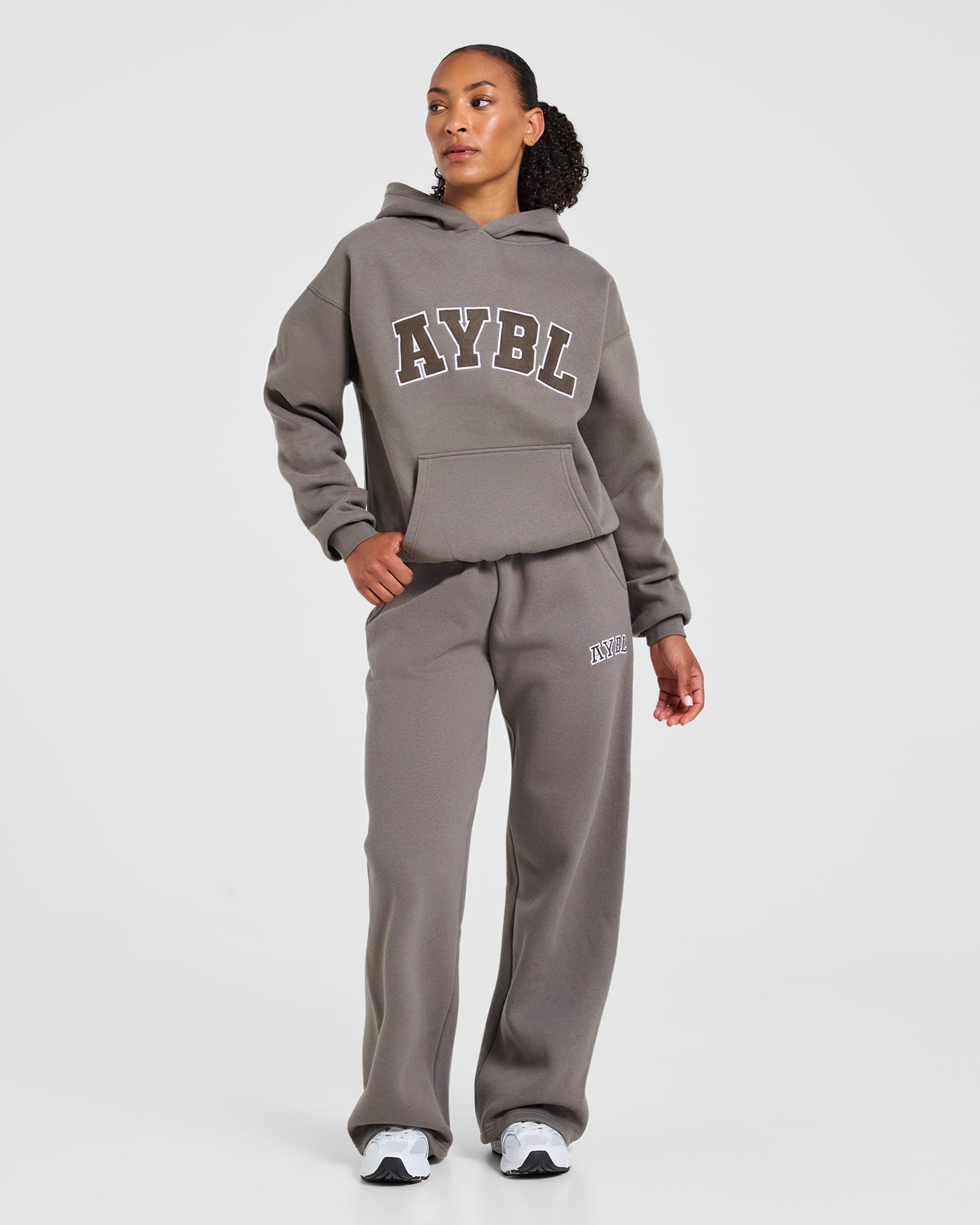 Varsity 2.0 Oversized Straight Leg Joggers - Slate Brown