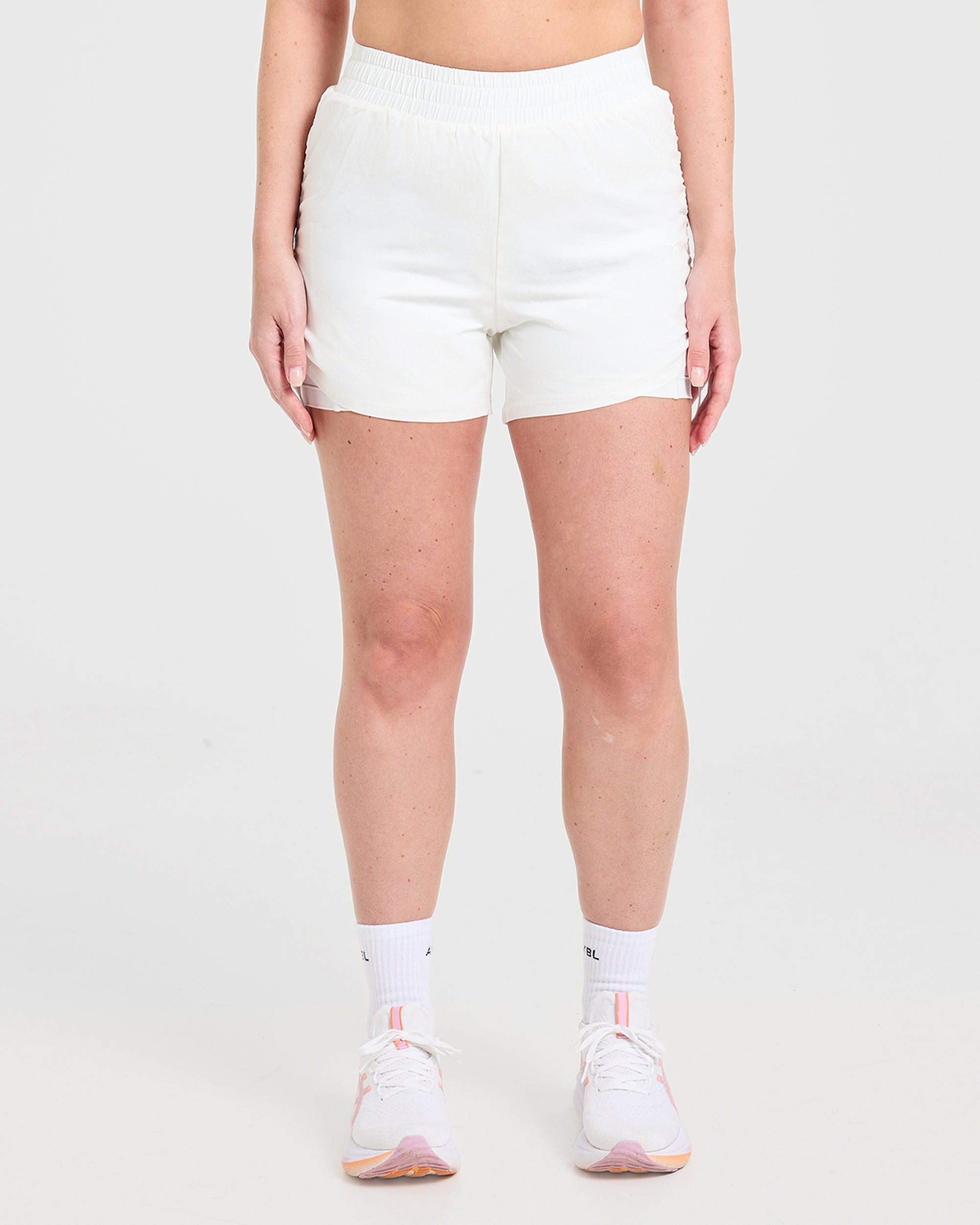 Run Ruched Shorts - White