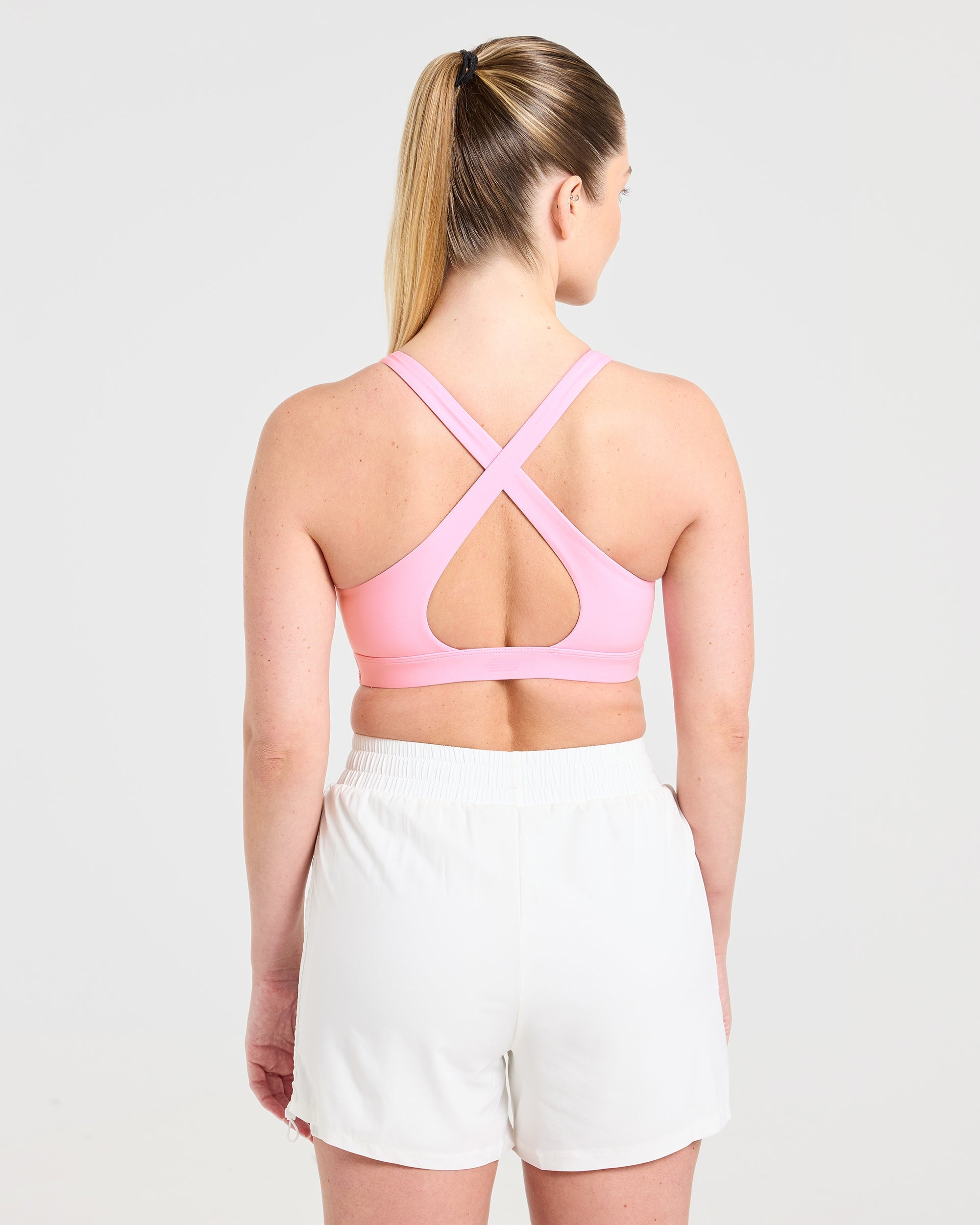 Run Cross Back Sports Bra - Spring Pink