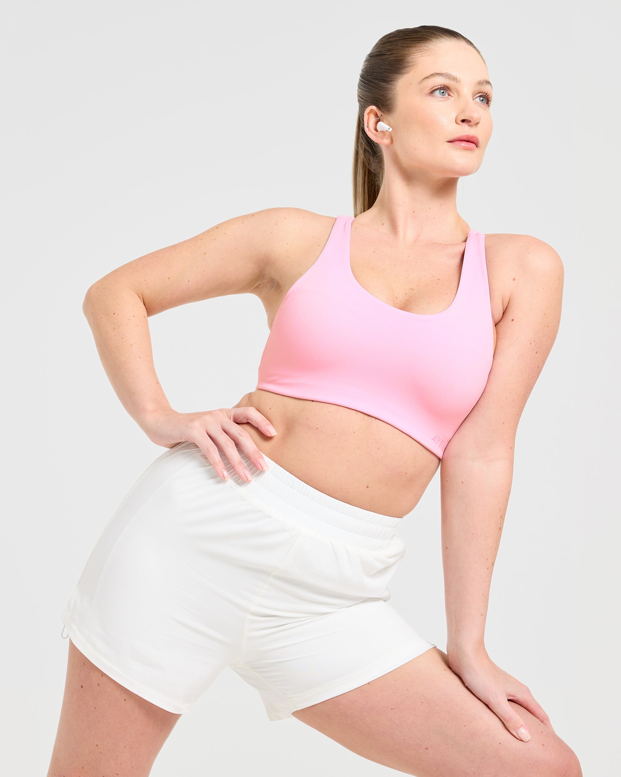 Run Cross Back Sports Bra - Spring Pink