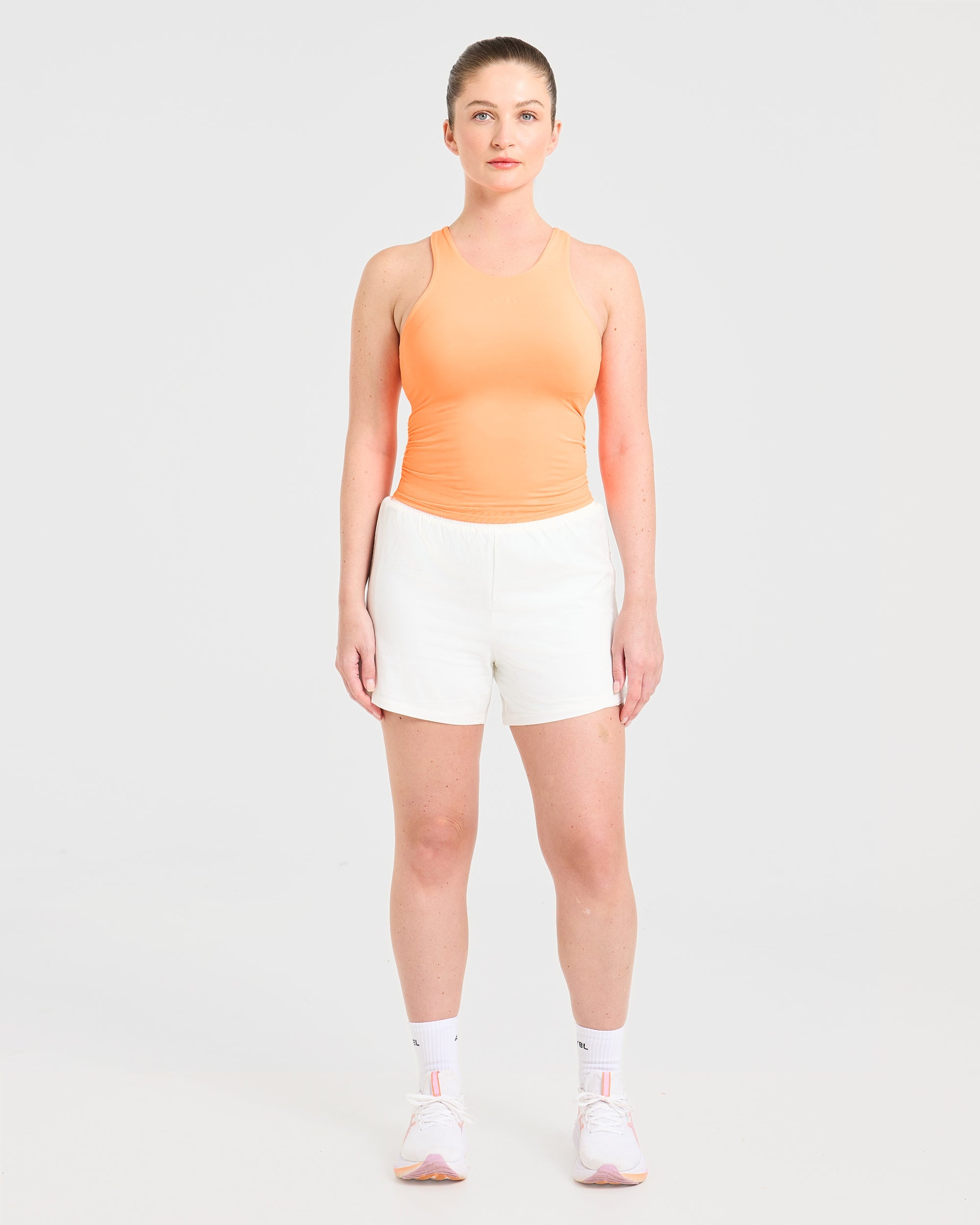 Run Ruched Tank - Vibrant Apricot