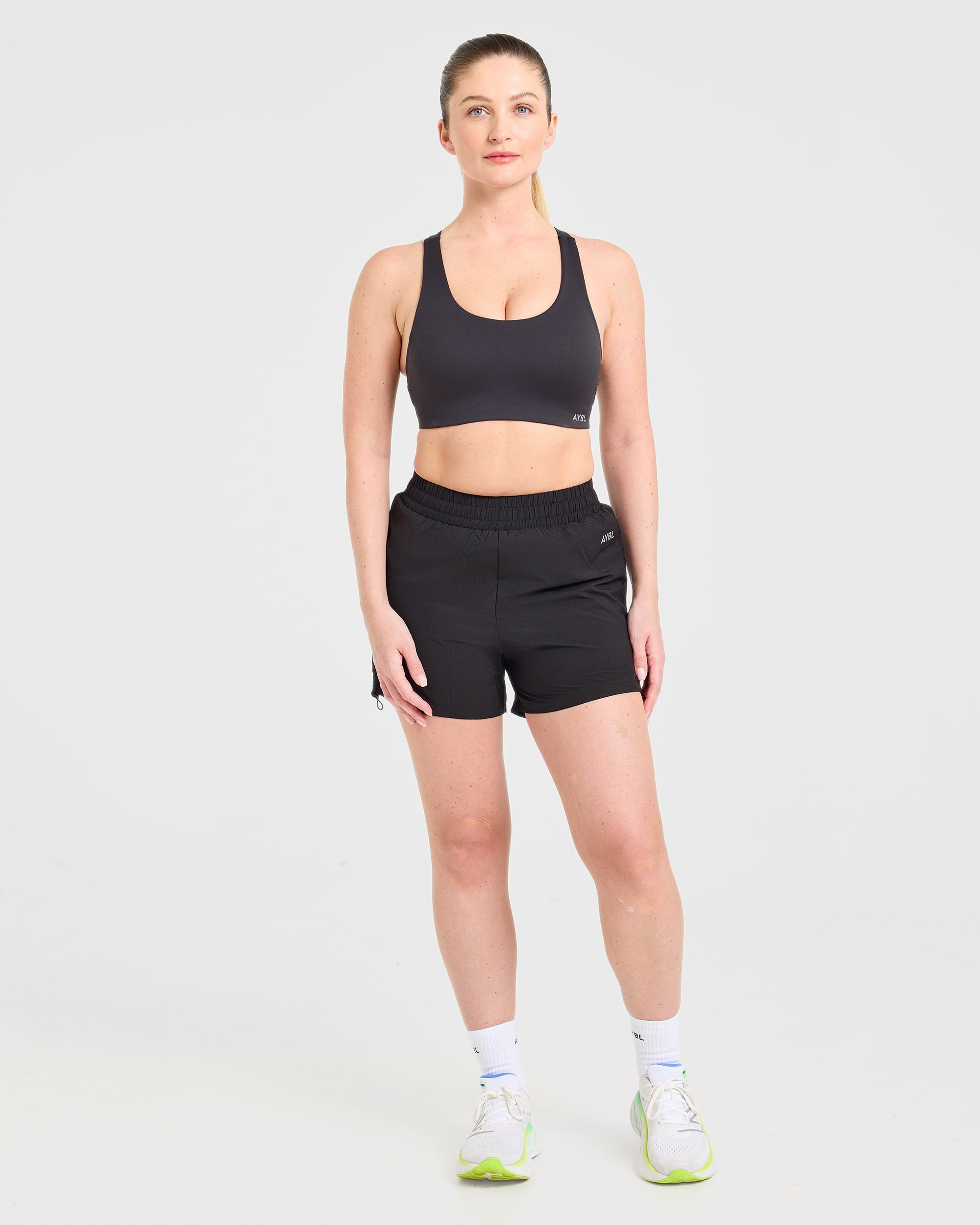 Run Cross Back Sports Bra - Black