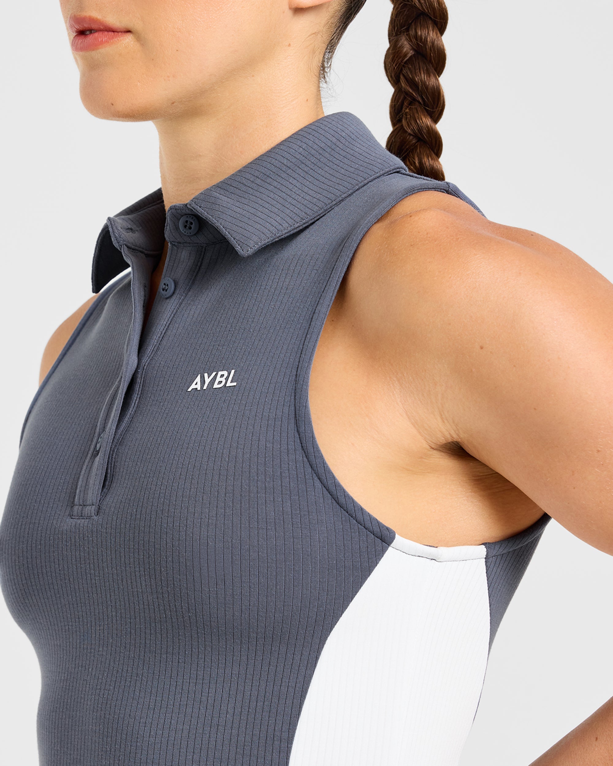 Signature Collar Dress - Steel Blue