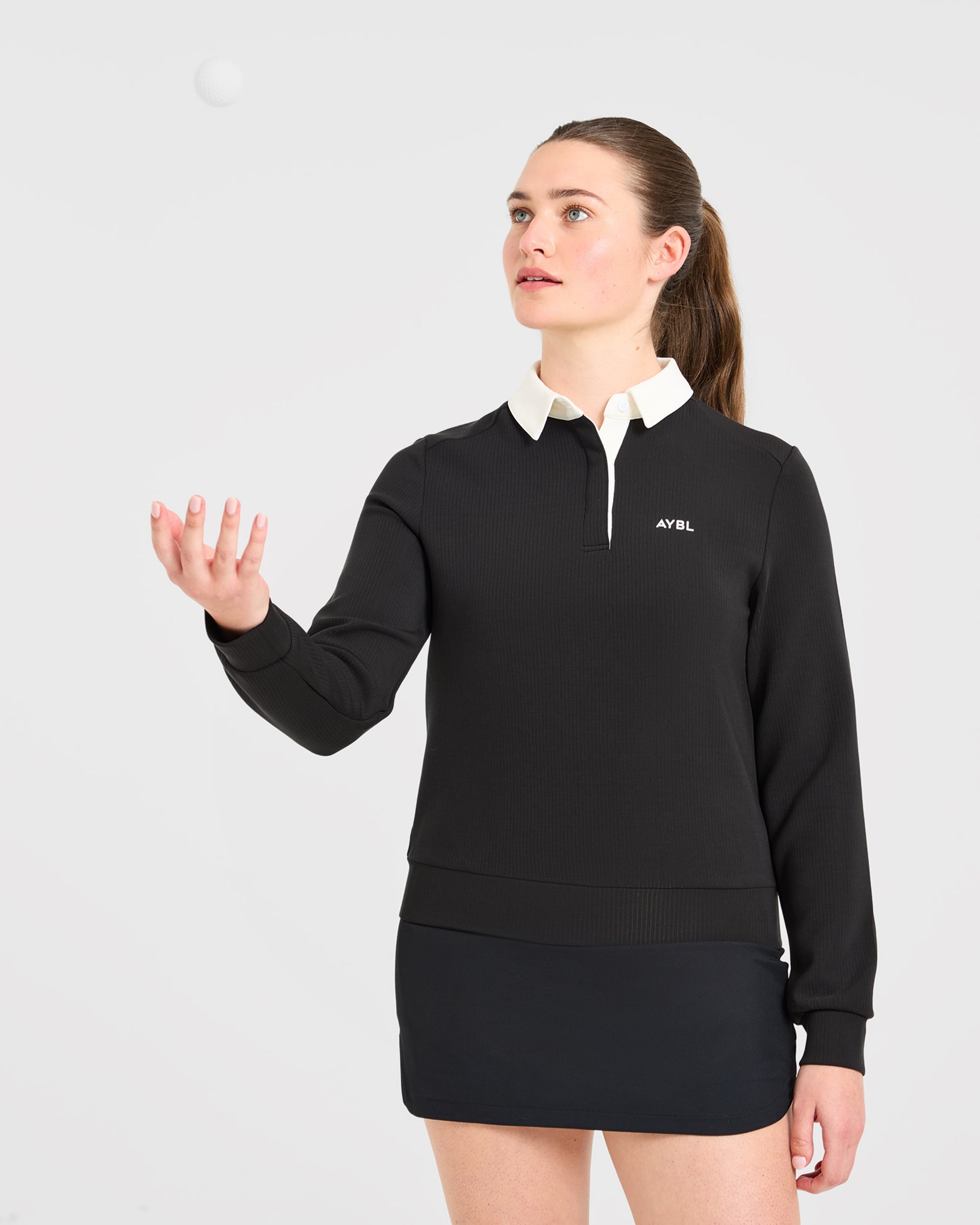 Signature Long Sleeve Polo - Black
