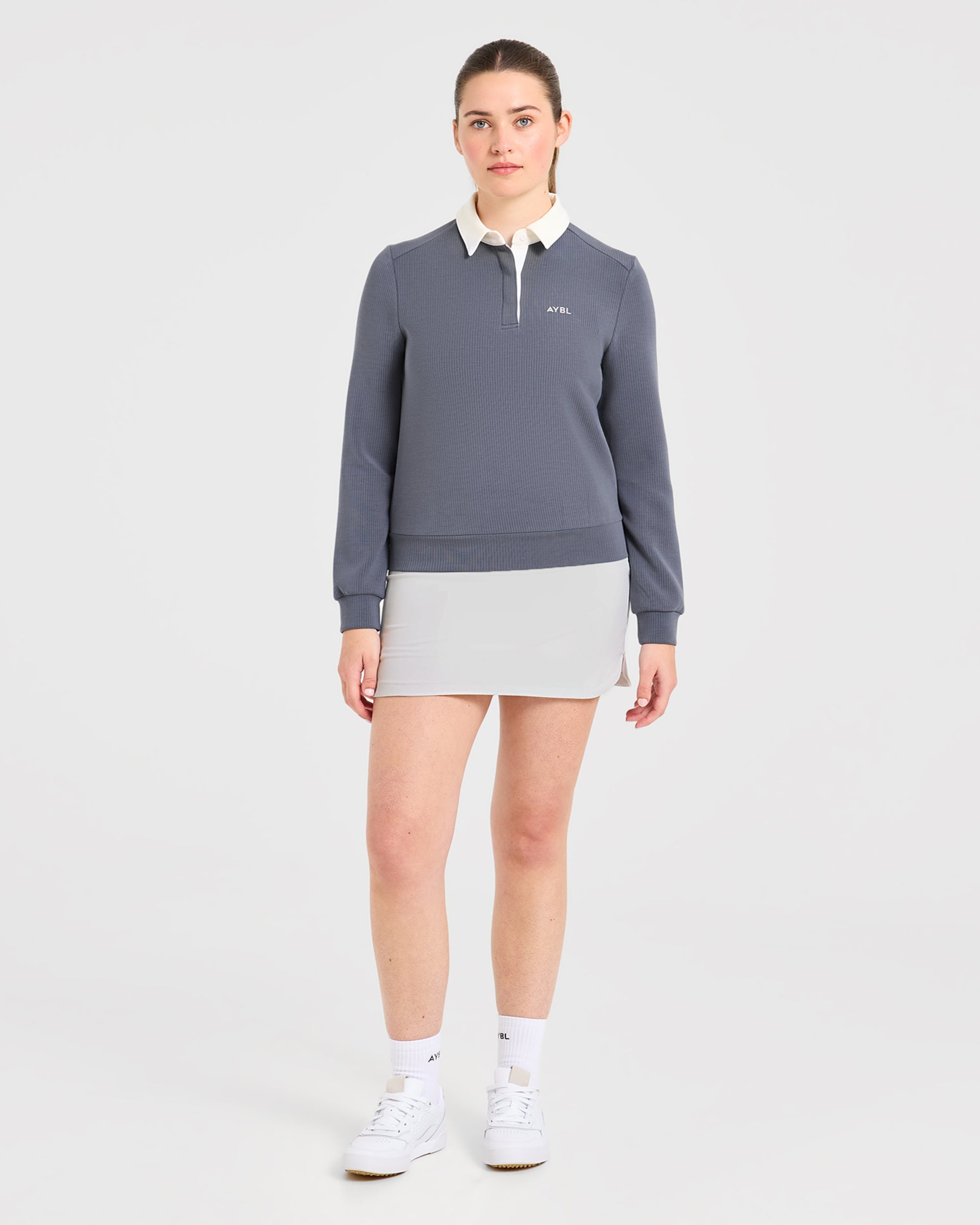 Signature Long Sleeve Polo - Steel Blue