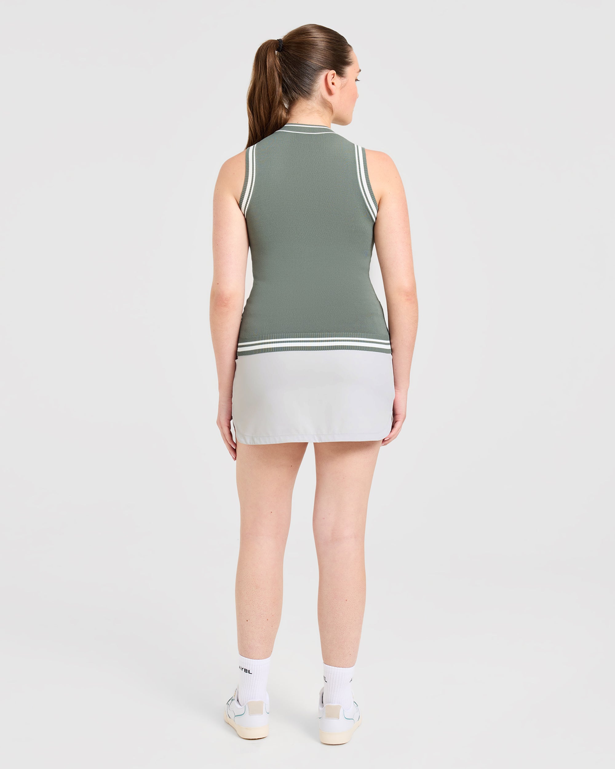 Classic Knitted High Neck Vest - Hillside Green