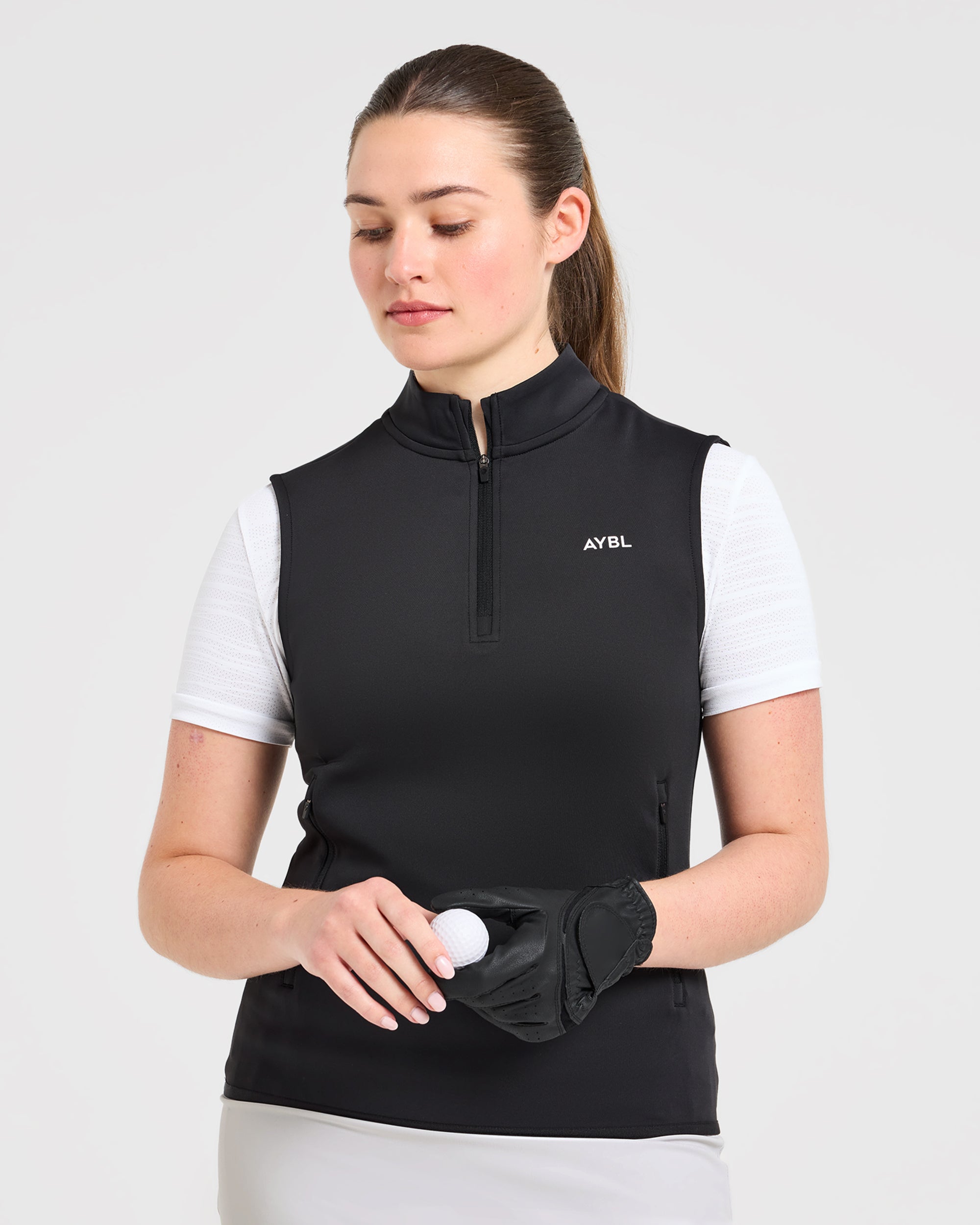 Classic 1/4 Zip Vest - Black