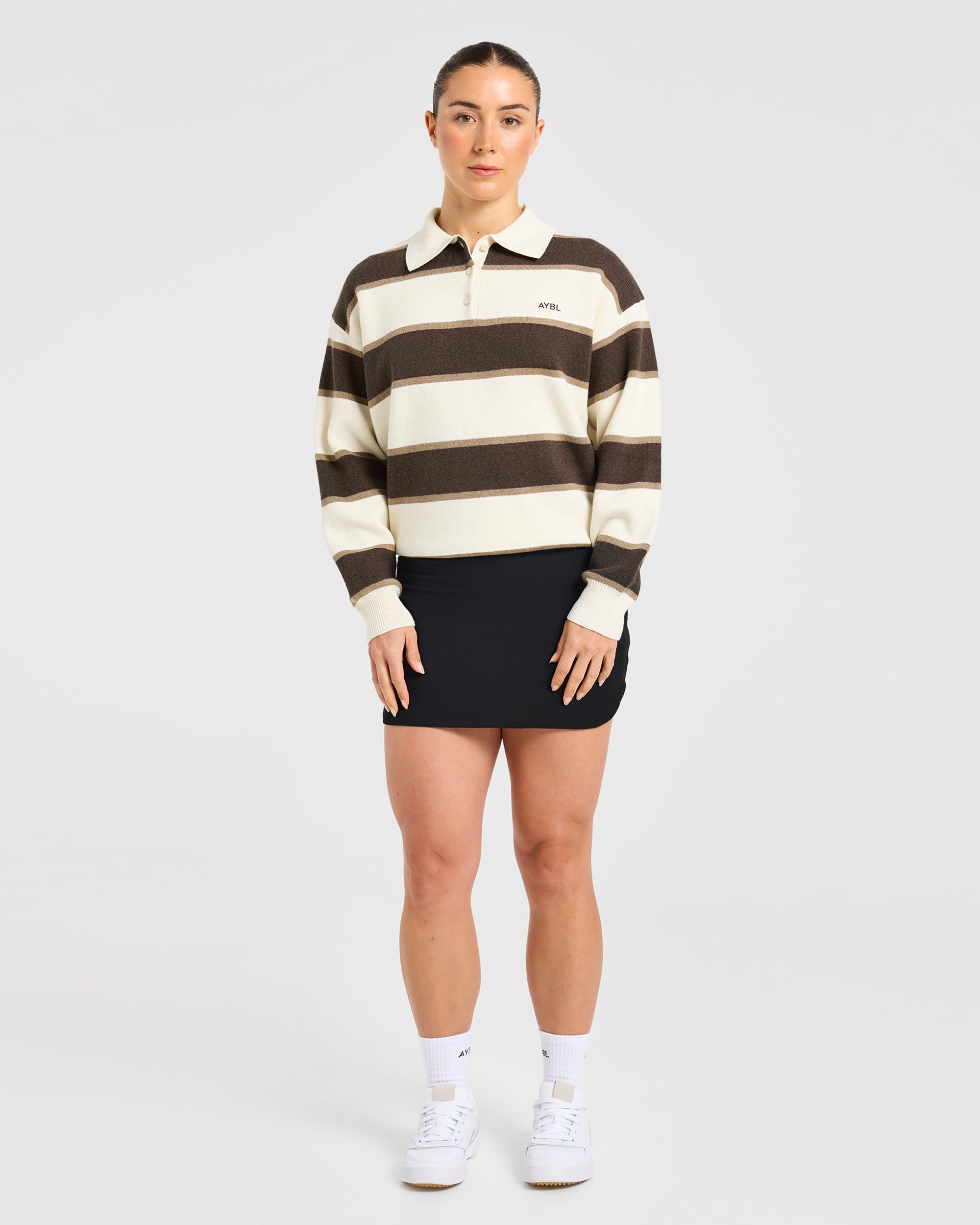 Signature Relaxed Knitted Polo - Beige/Brown