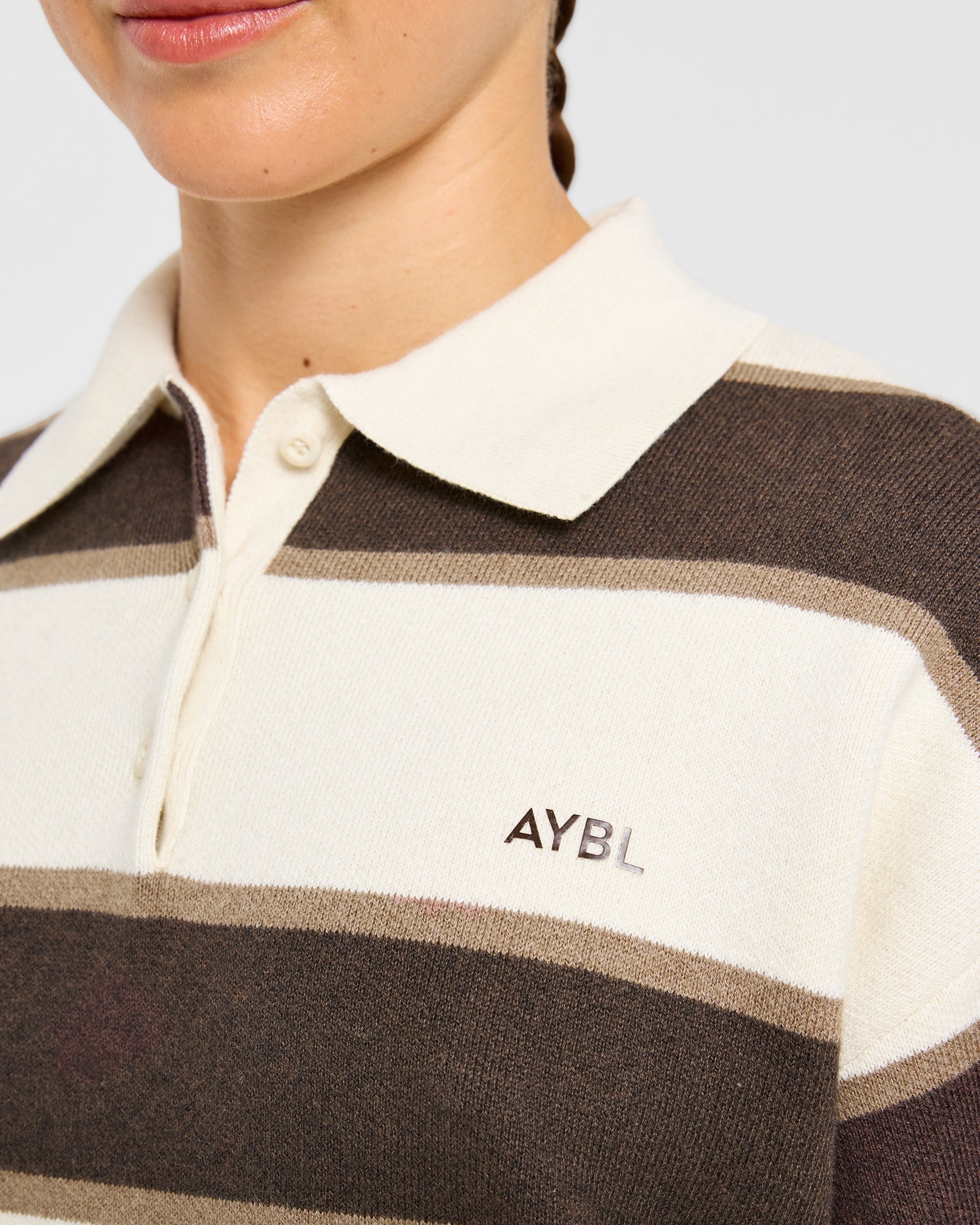 Signature Relaxed Knitted Polo - Beige/Brown