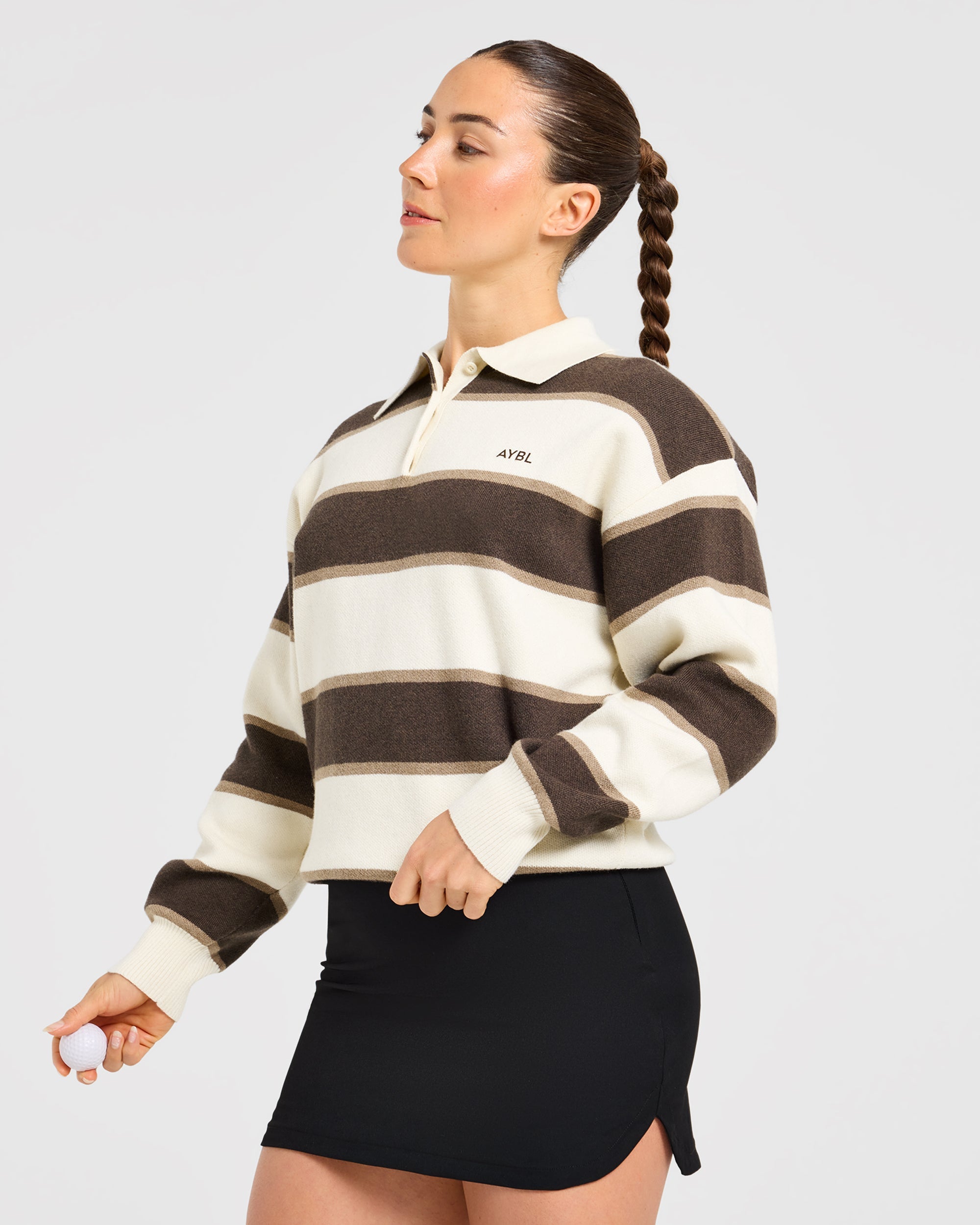 Signature Relaxed Knitted Polo - Beige/Brown