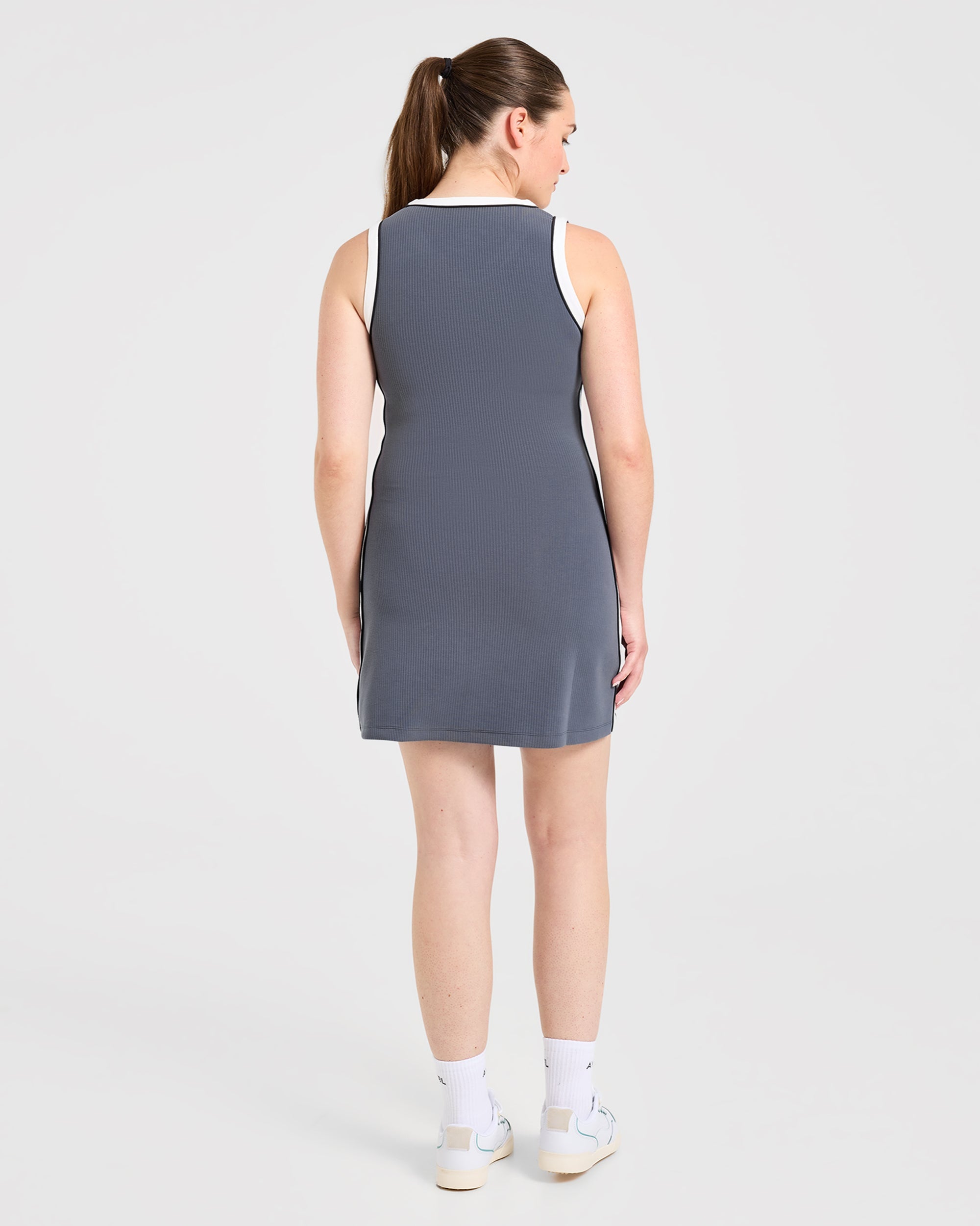 Signature V Neck Dress - Steel Blue