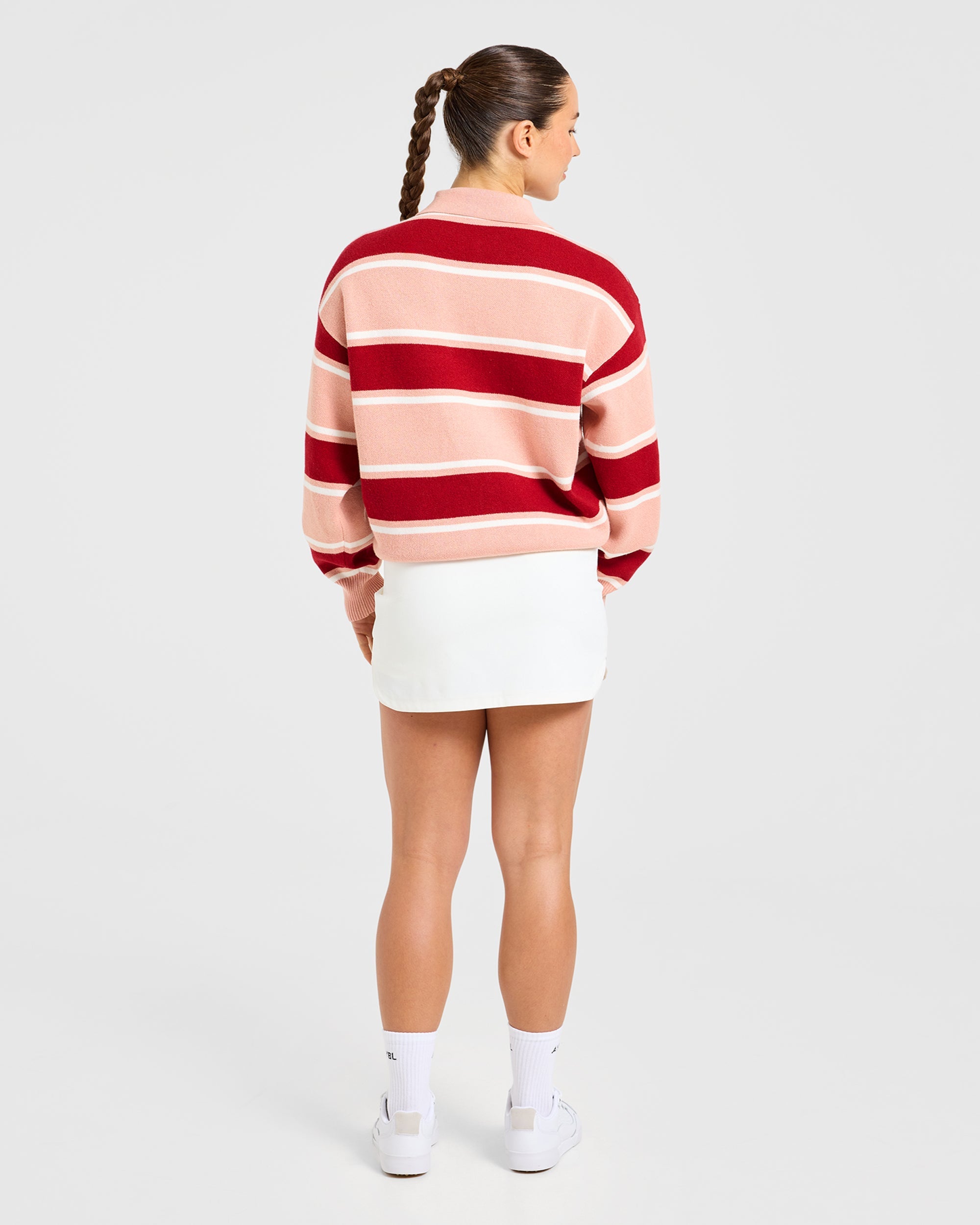 Signature Relaxed Knitted Polo - Burgundy/Pink