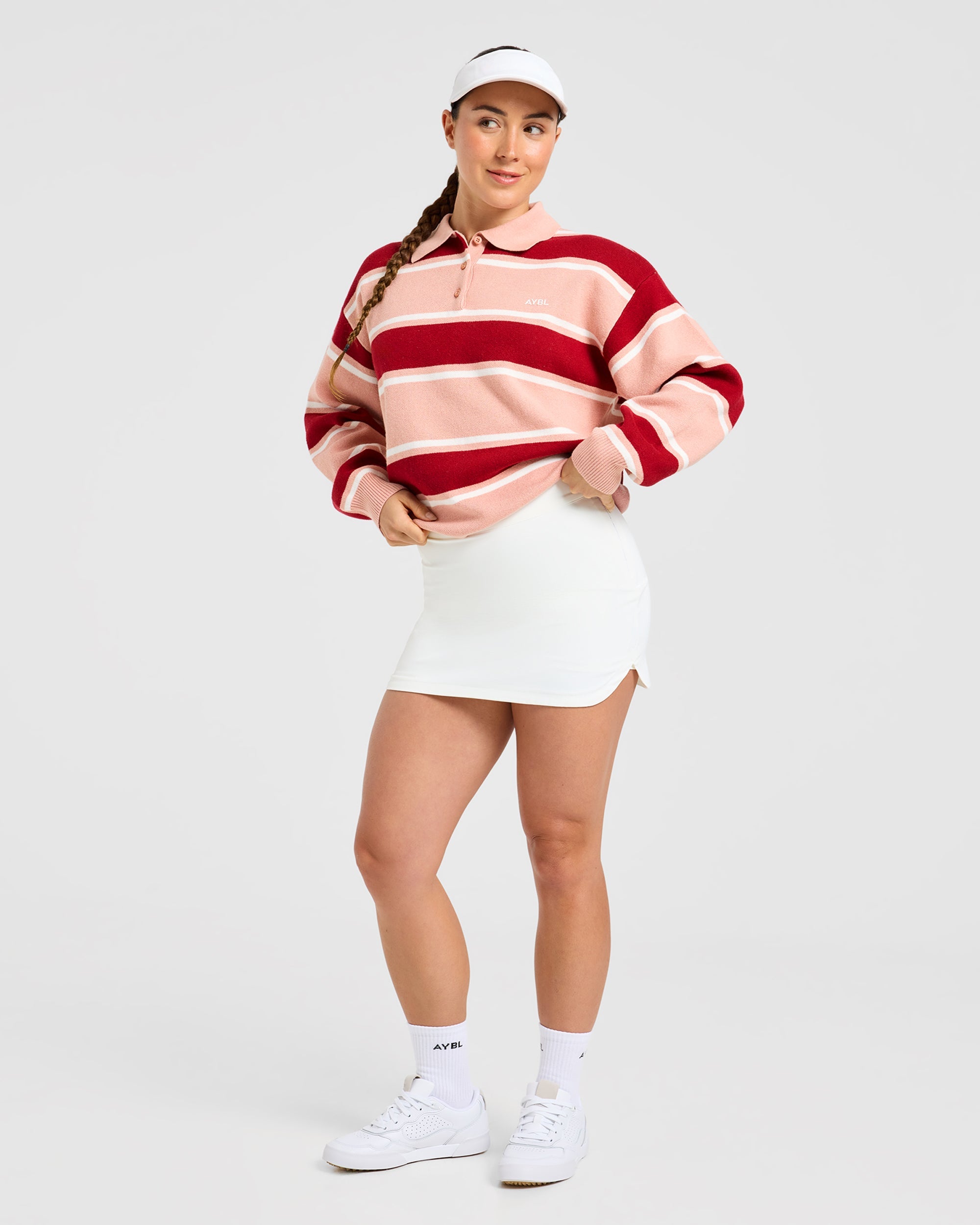 Signature Relaxed Knitted Polo - Burgundy/Pink