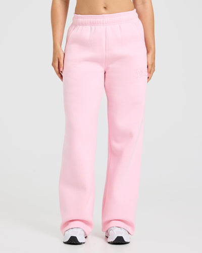 Varsity Applique Oversized Straight Leg Joggers - Baby Pink