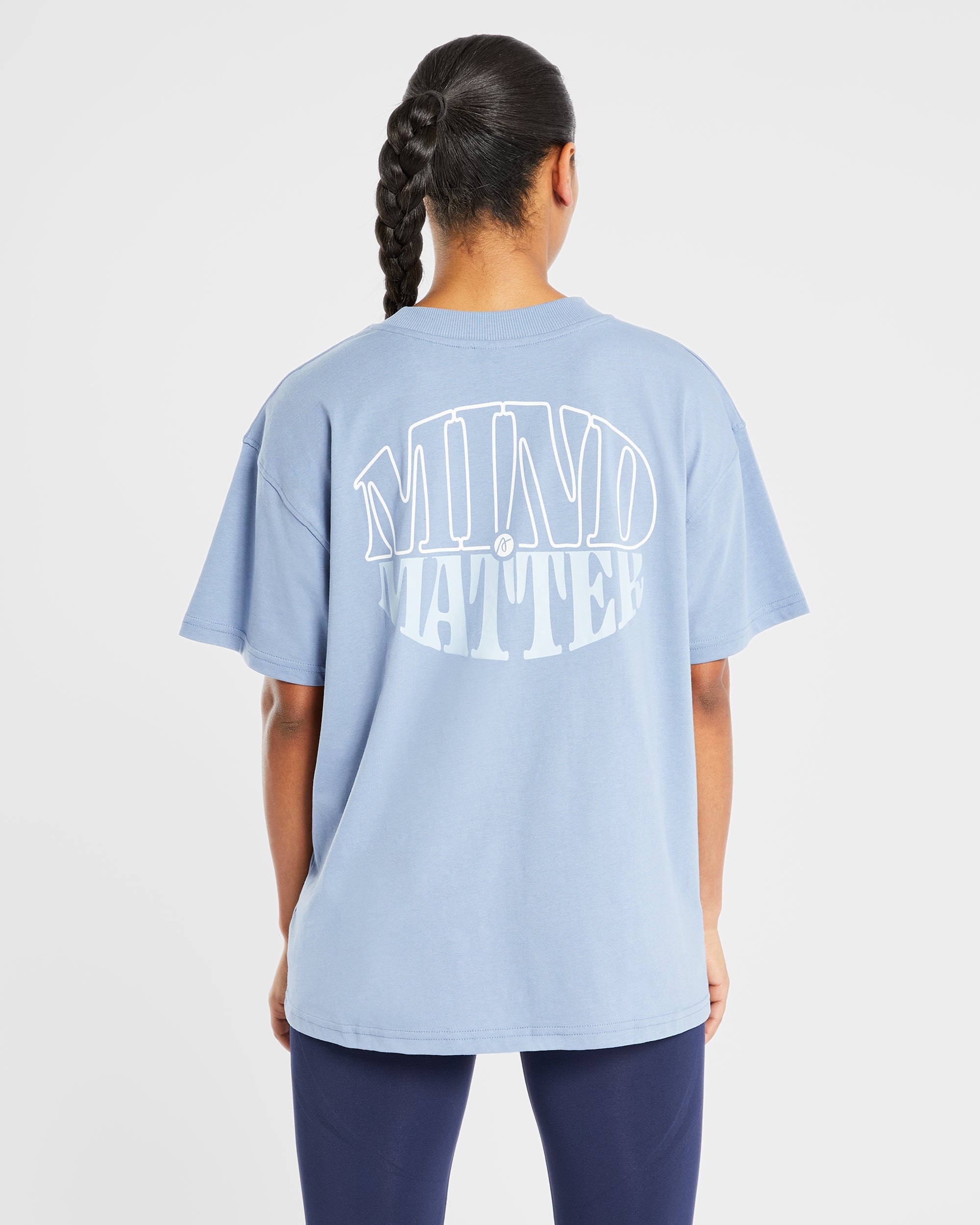 Mind Over Matter Übergroßes T-Shirt – Blau