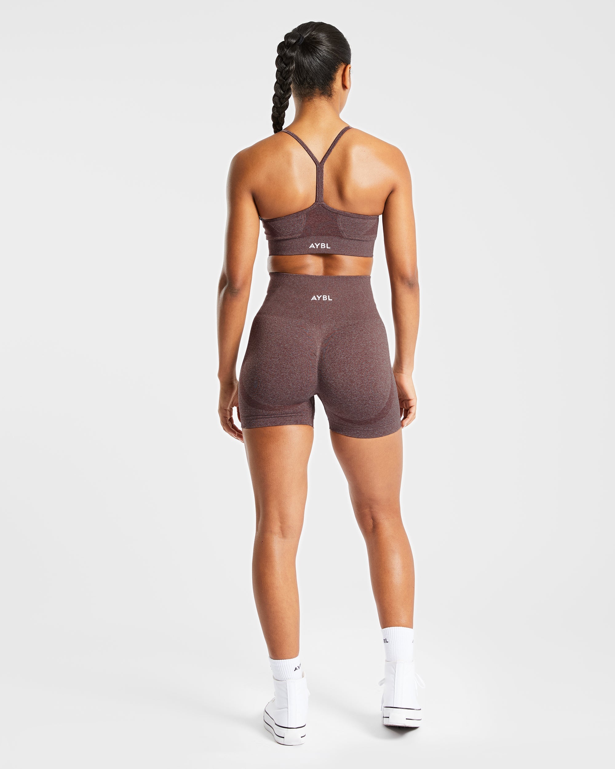 Nahtlose Empower-Shorts – Braun meliert