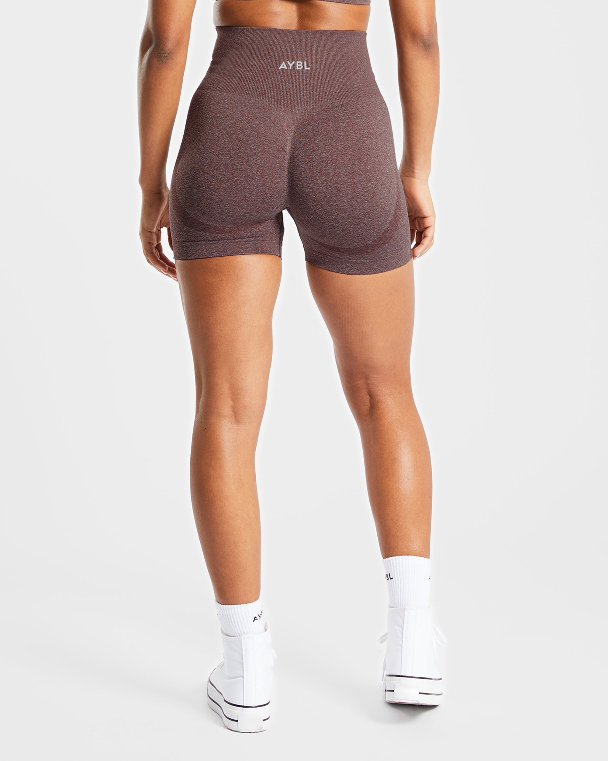 Nahtlose Empower-Shorts – Braun meliert