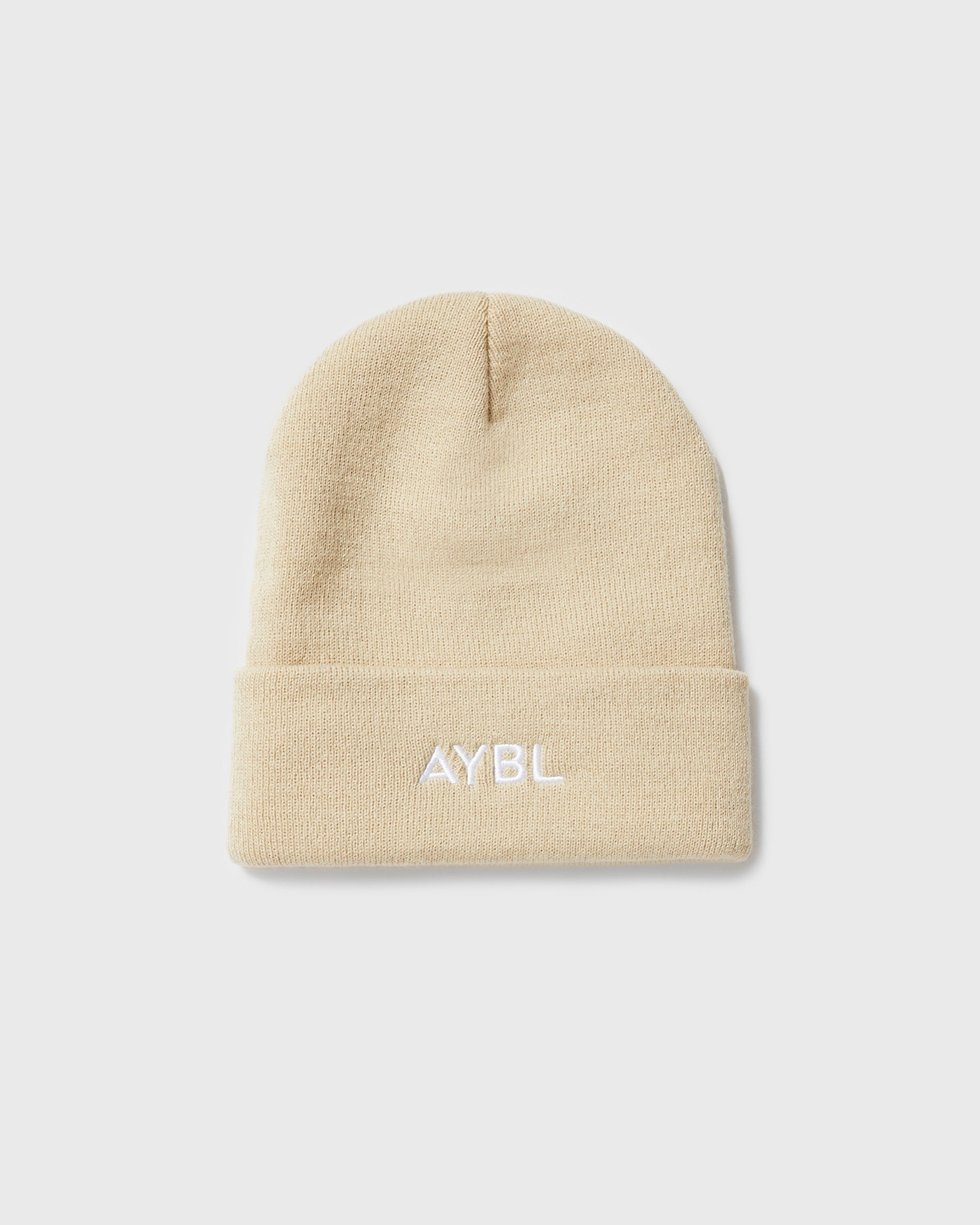 Bestickte Beanie-Mütze – Beige