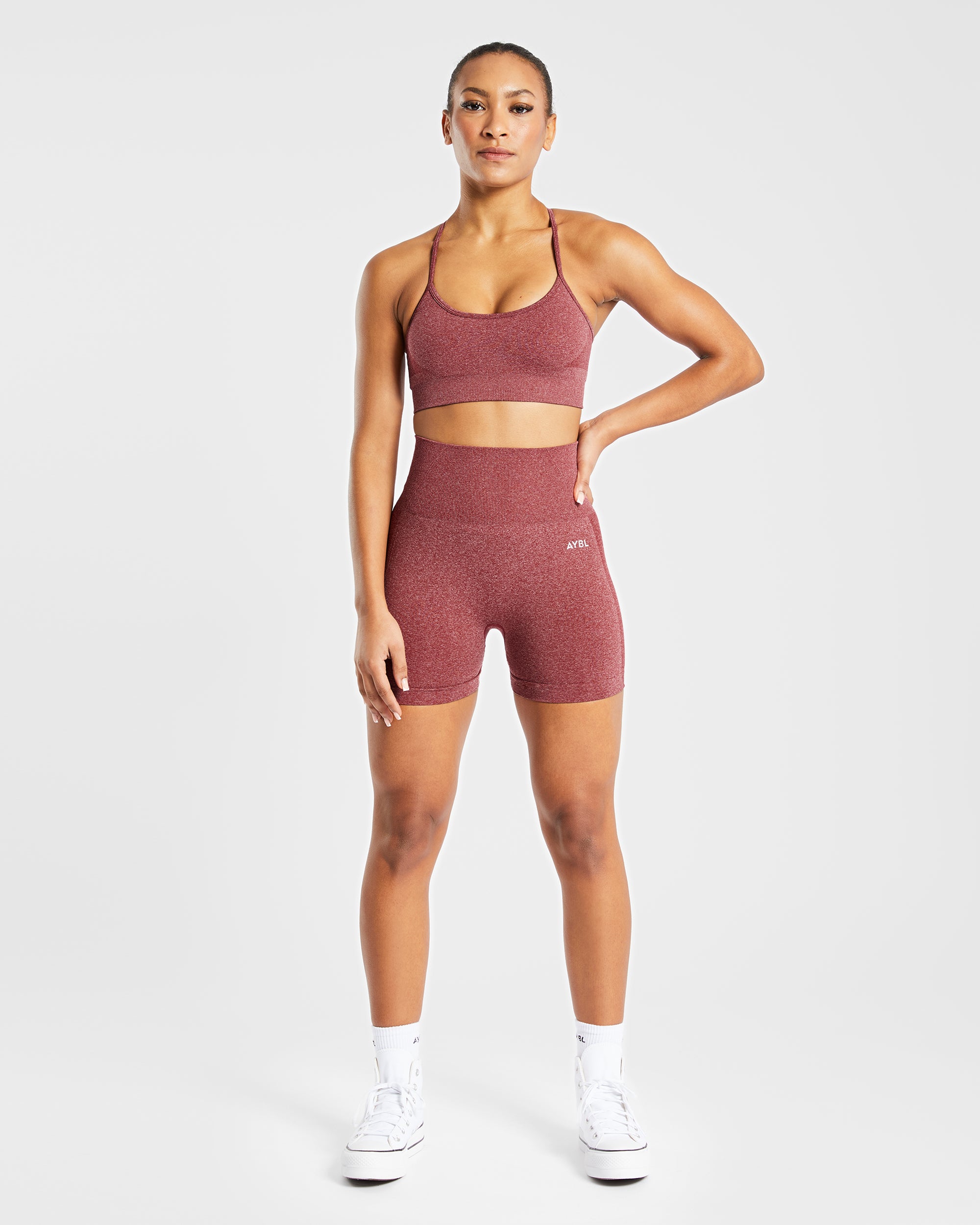 Nahtlose Empower-Shorts – Rot meliert