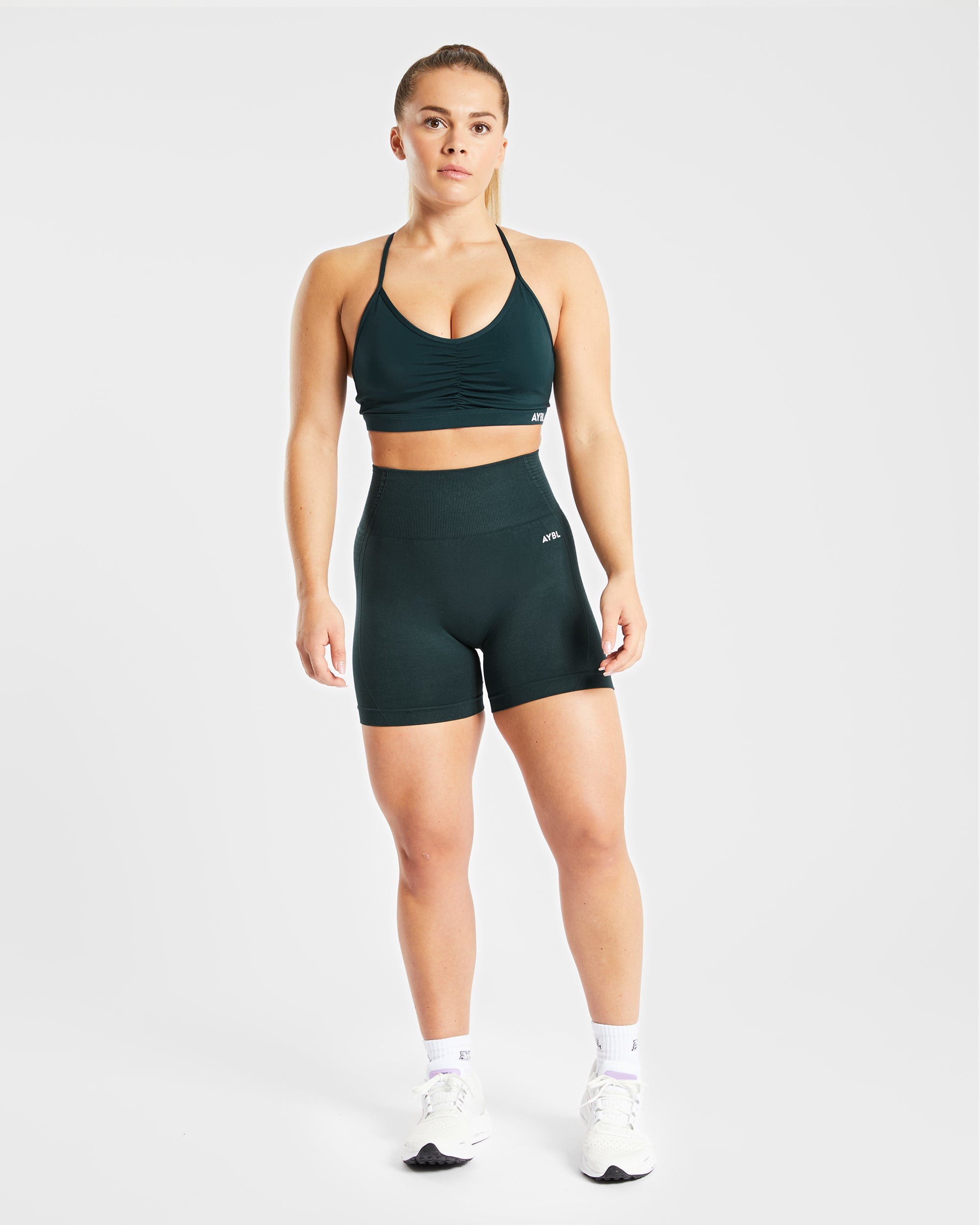 Essential Ruched Sports Bra - Forest Green