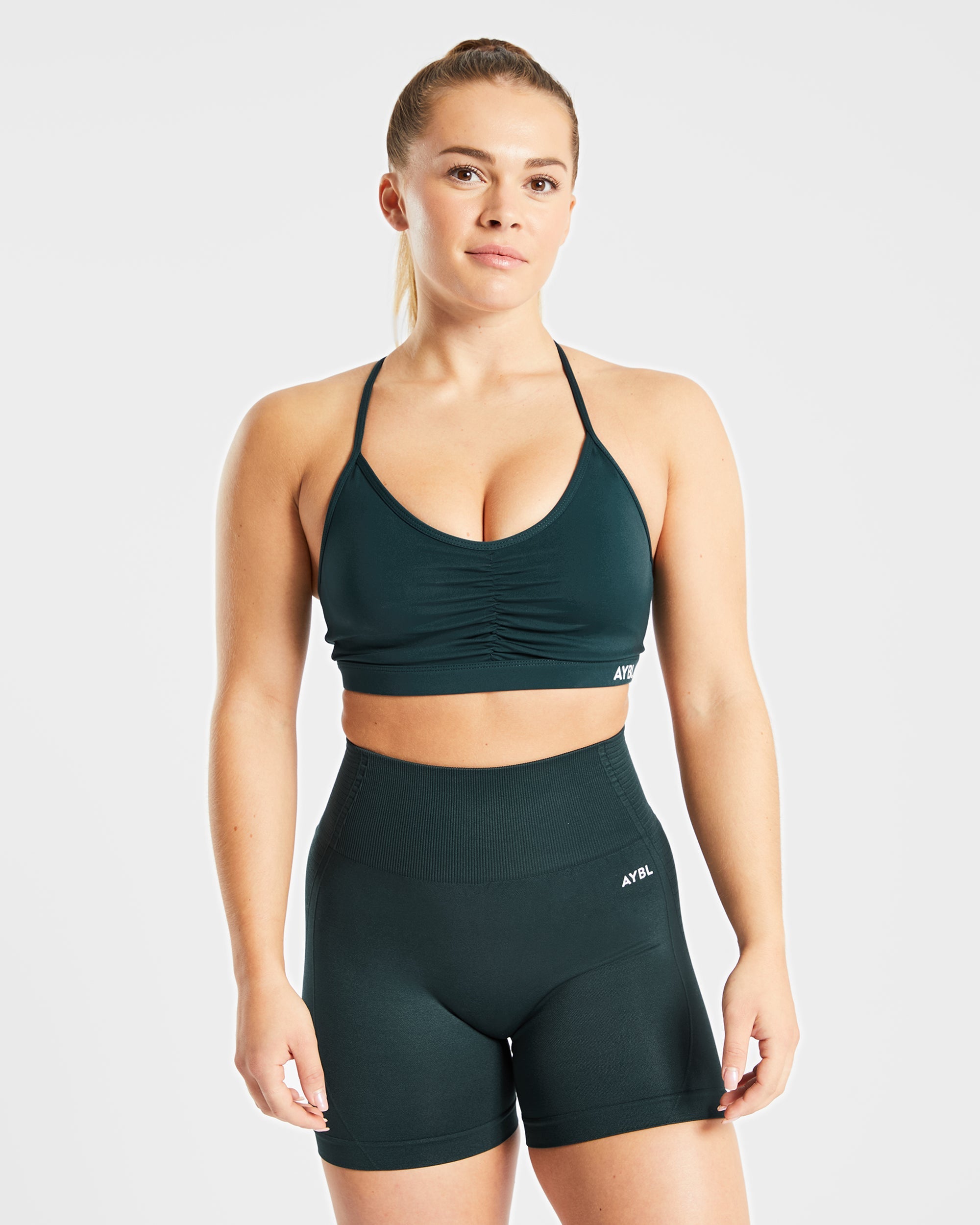 Soutien-gorge de sport froncé Essential - Vert forêt