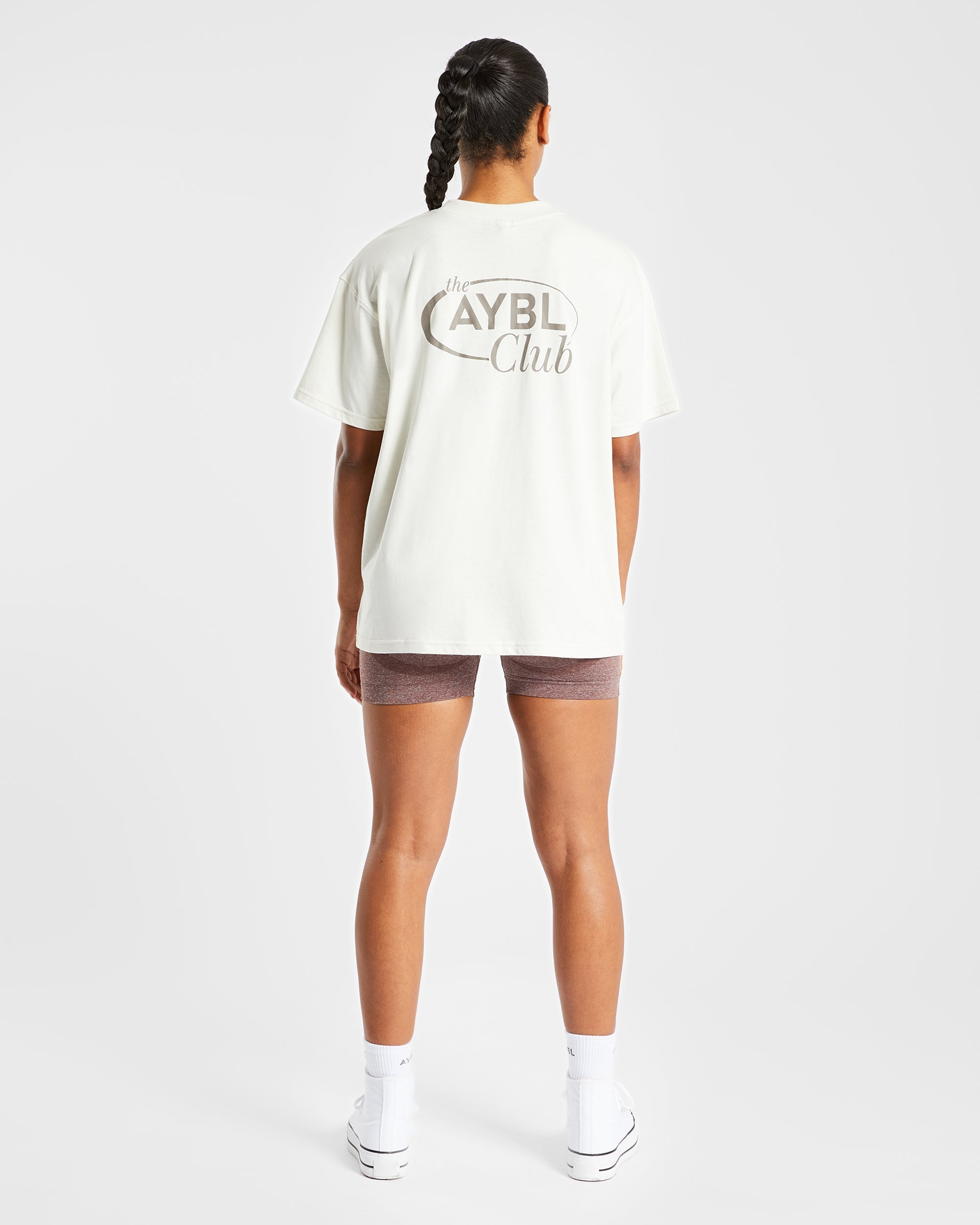 AYBL Club Übergroßes T-Shirt – gebrochenes Weiß