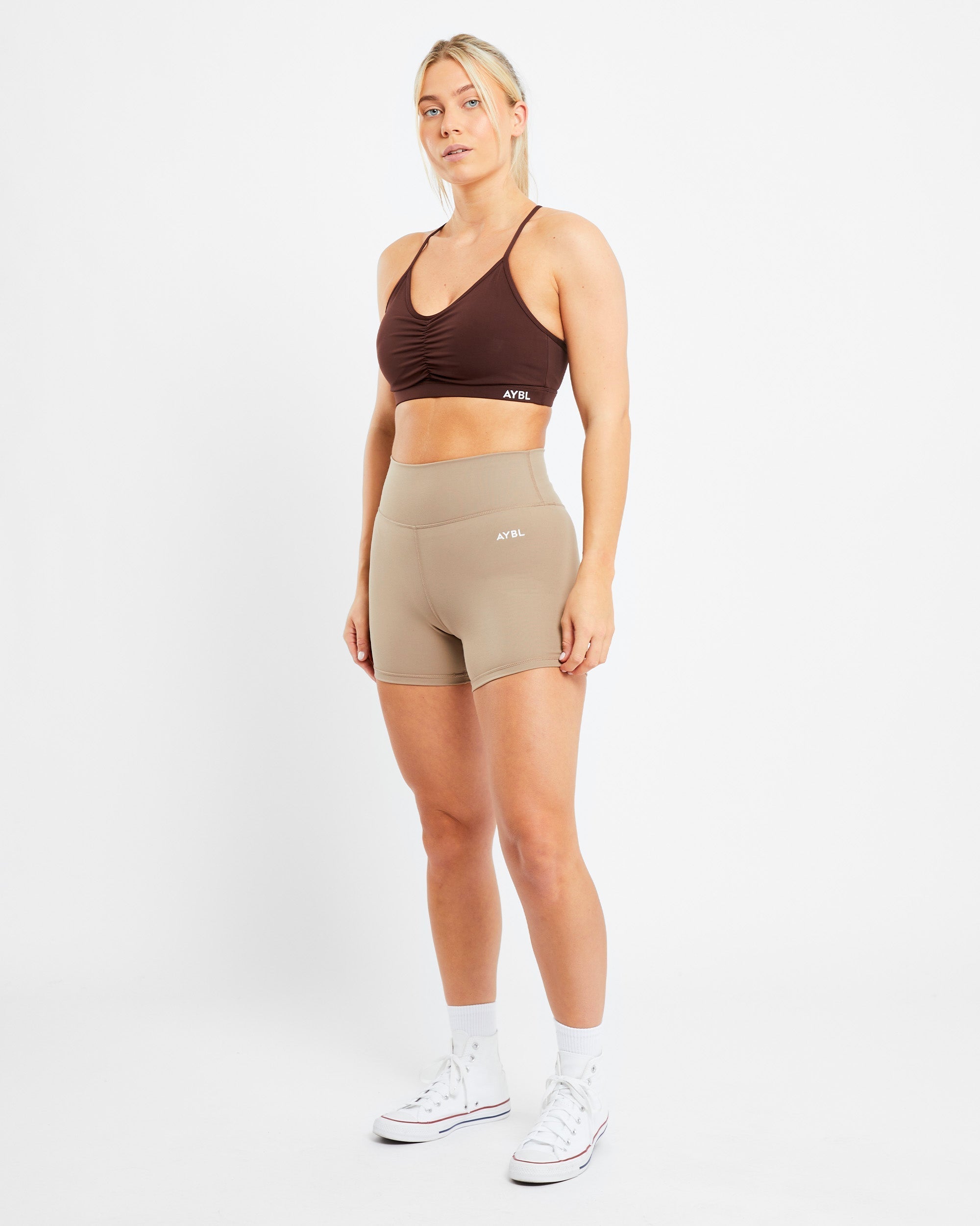 Soutien-gorge de sport froncé Essential - Brun chocolat