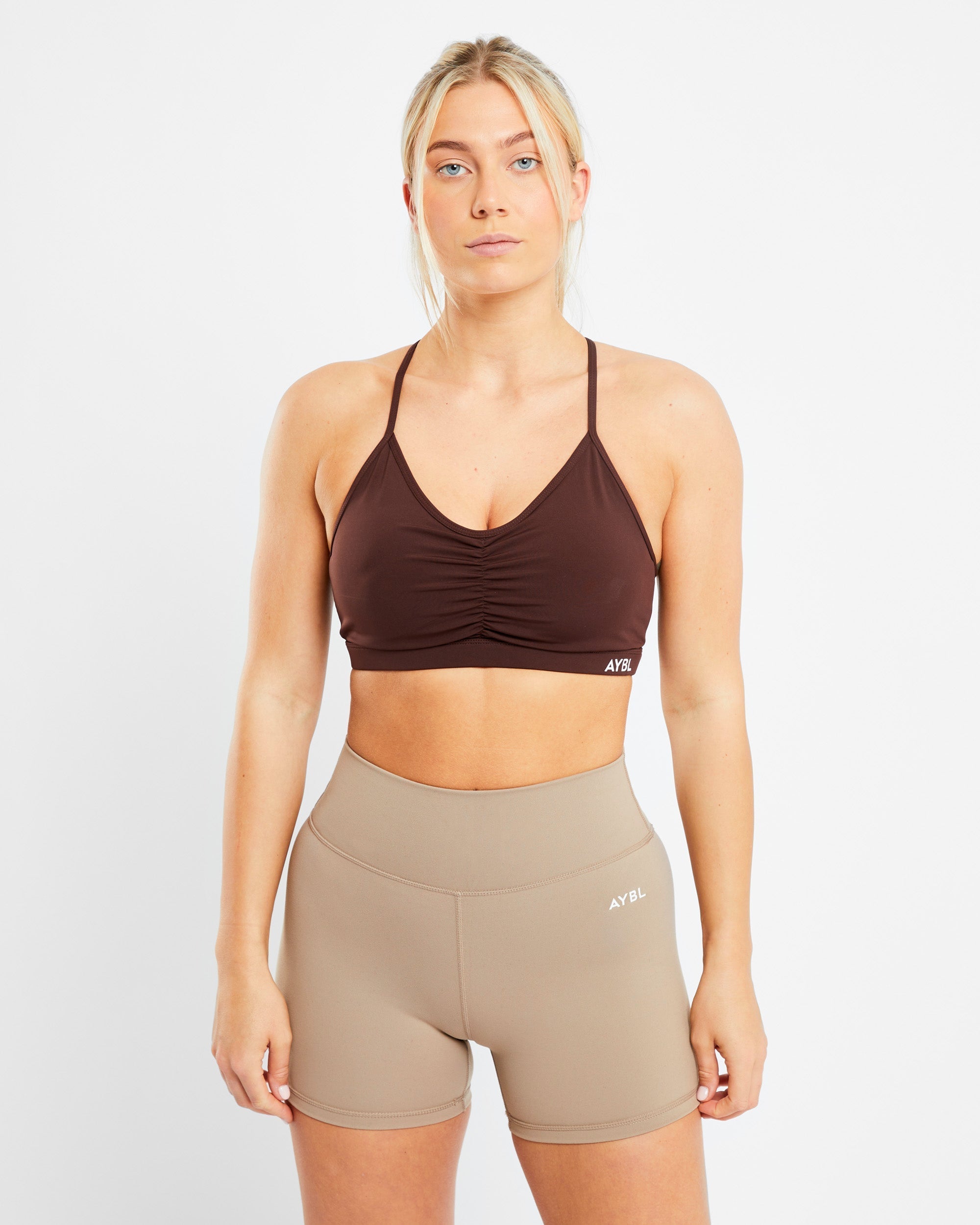 Essential Ruched Sports Bra - Chocolate Brown