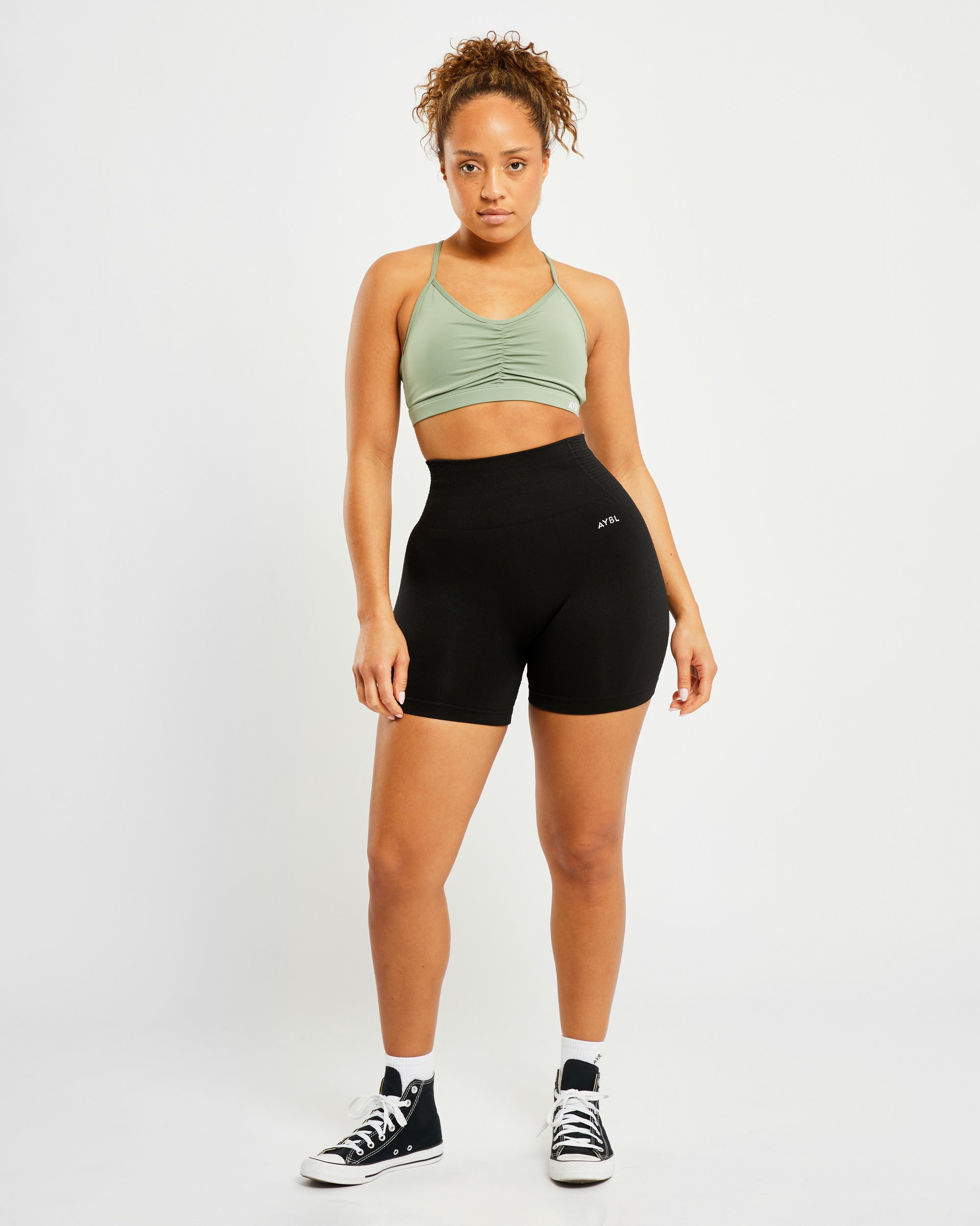 Essential Ruched Sports Bra - Olive Green