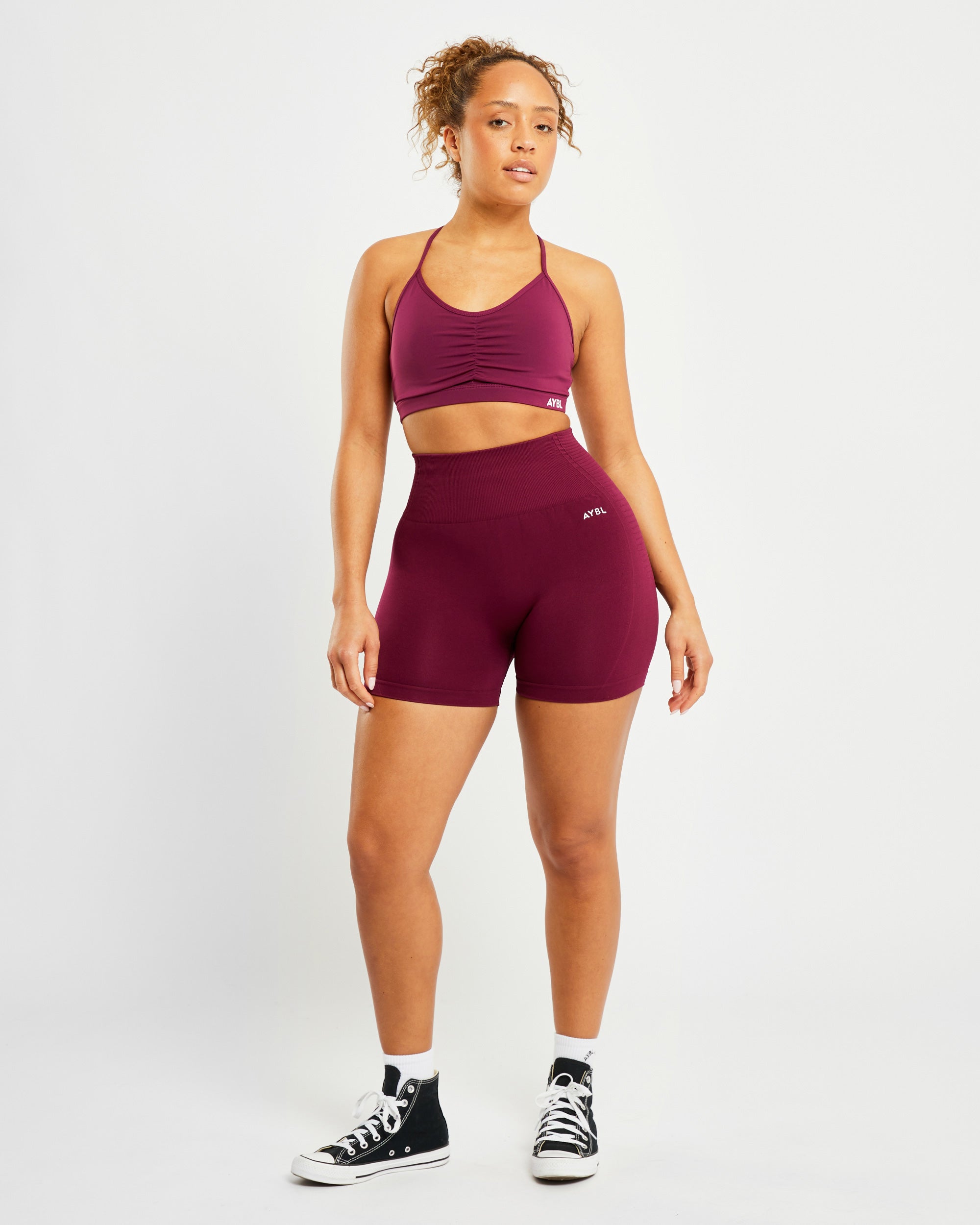 Soutien-gorge de sport froncé Essential - Vin violet