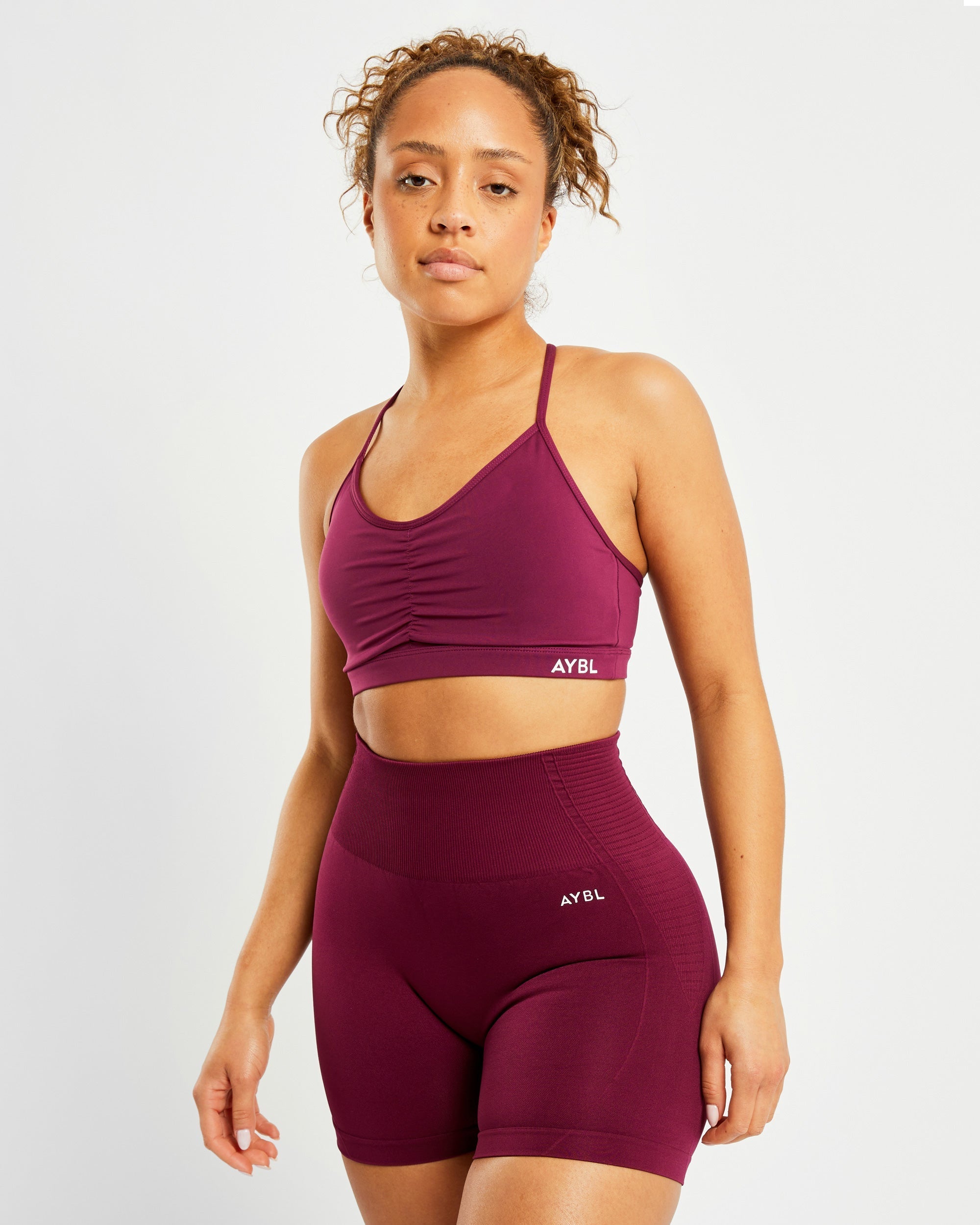 Soutien-gorge de sport froncé Essential - Vin violet