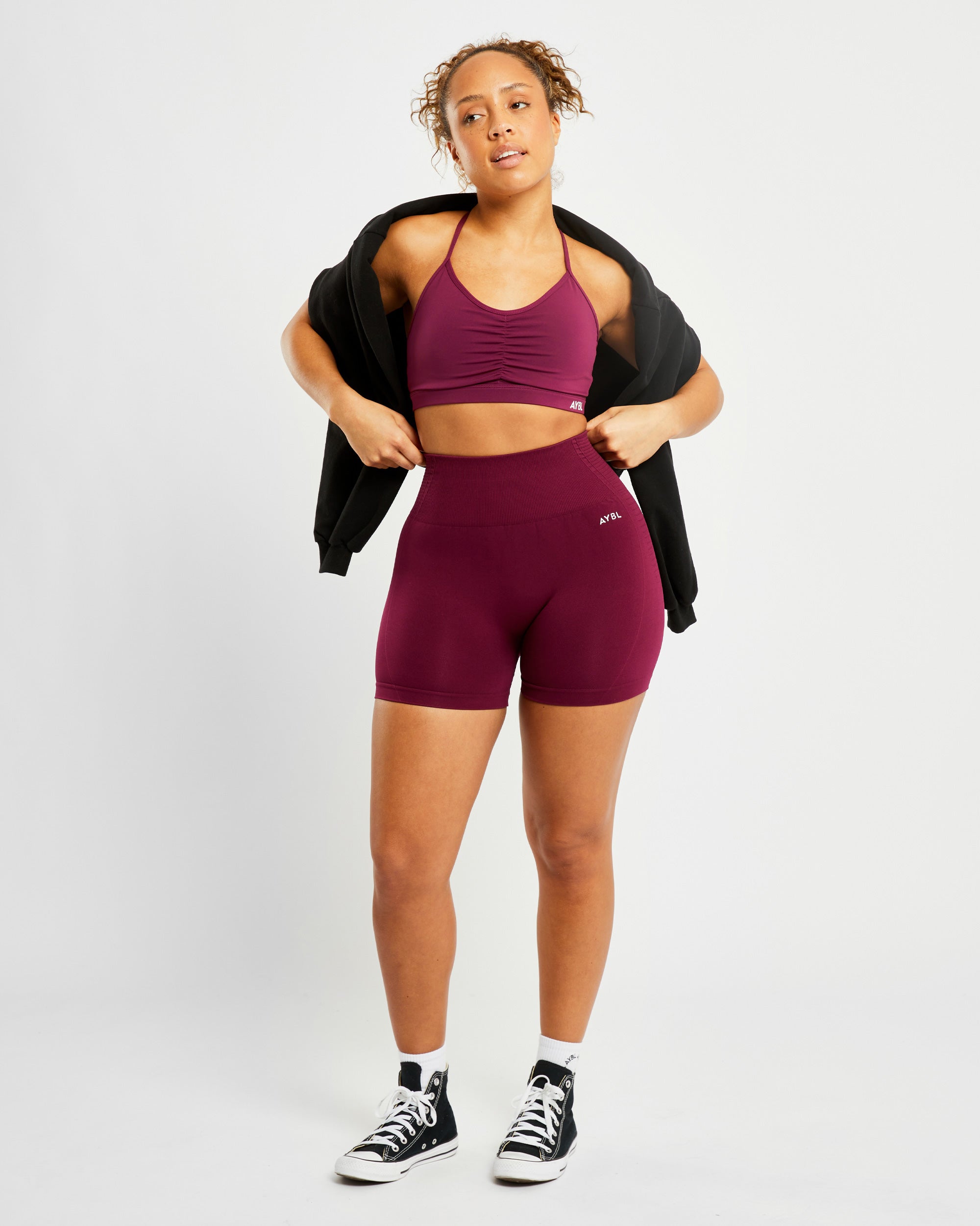 Soutien-gorge de sport froncé Essential - Vin violet