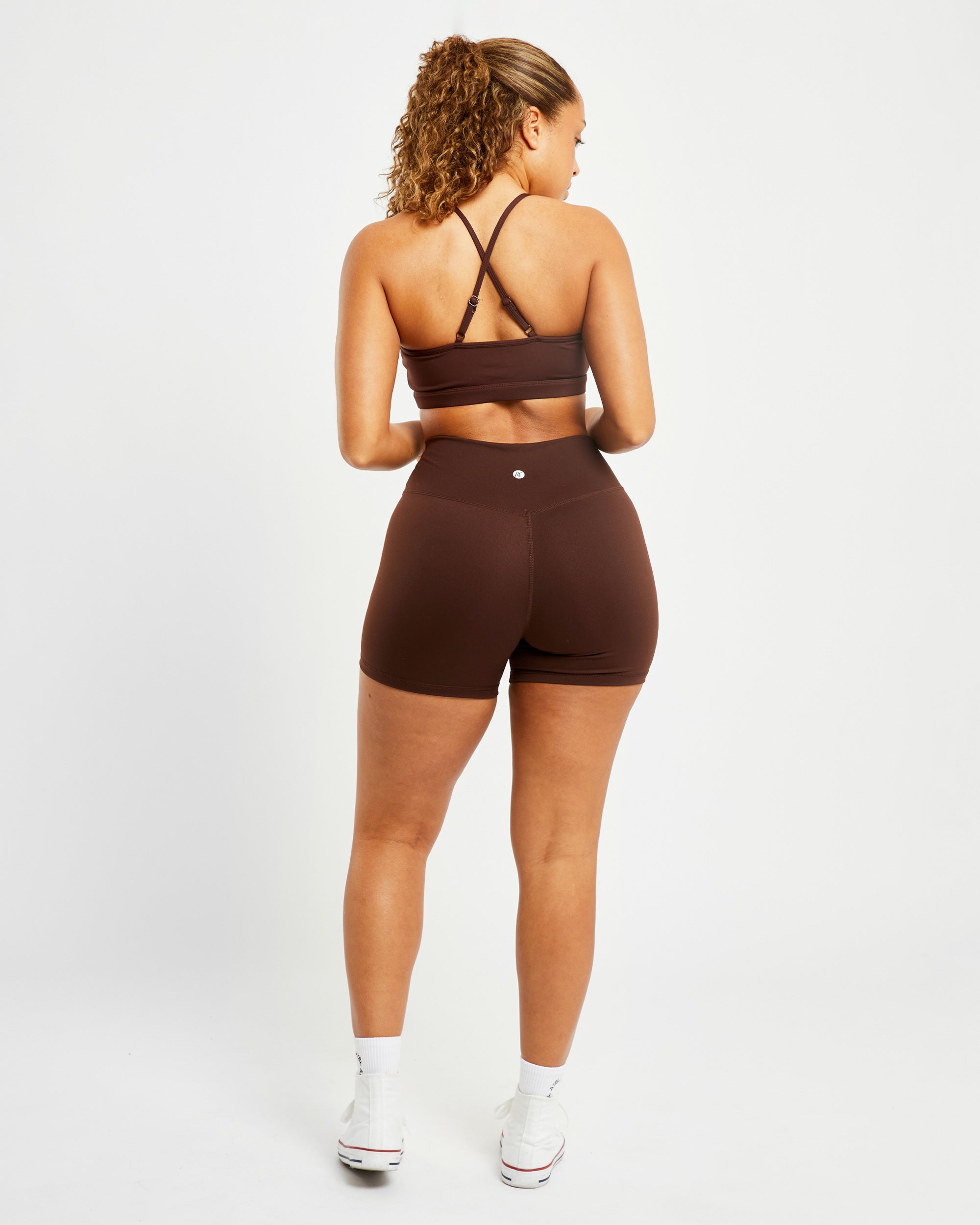 Soutien-gorge de sport essentiel à col en V - Marron chocolat