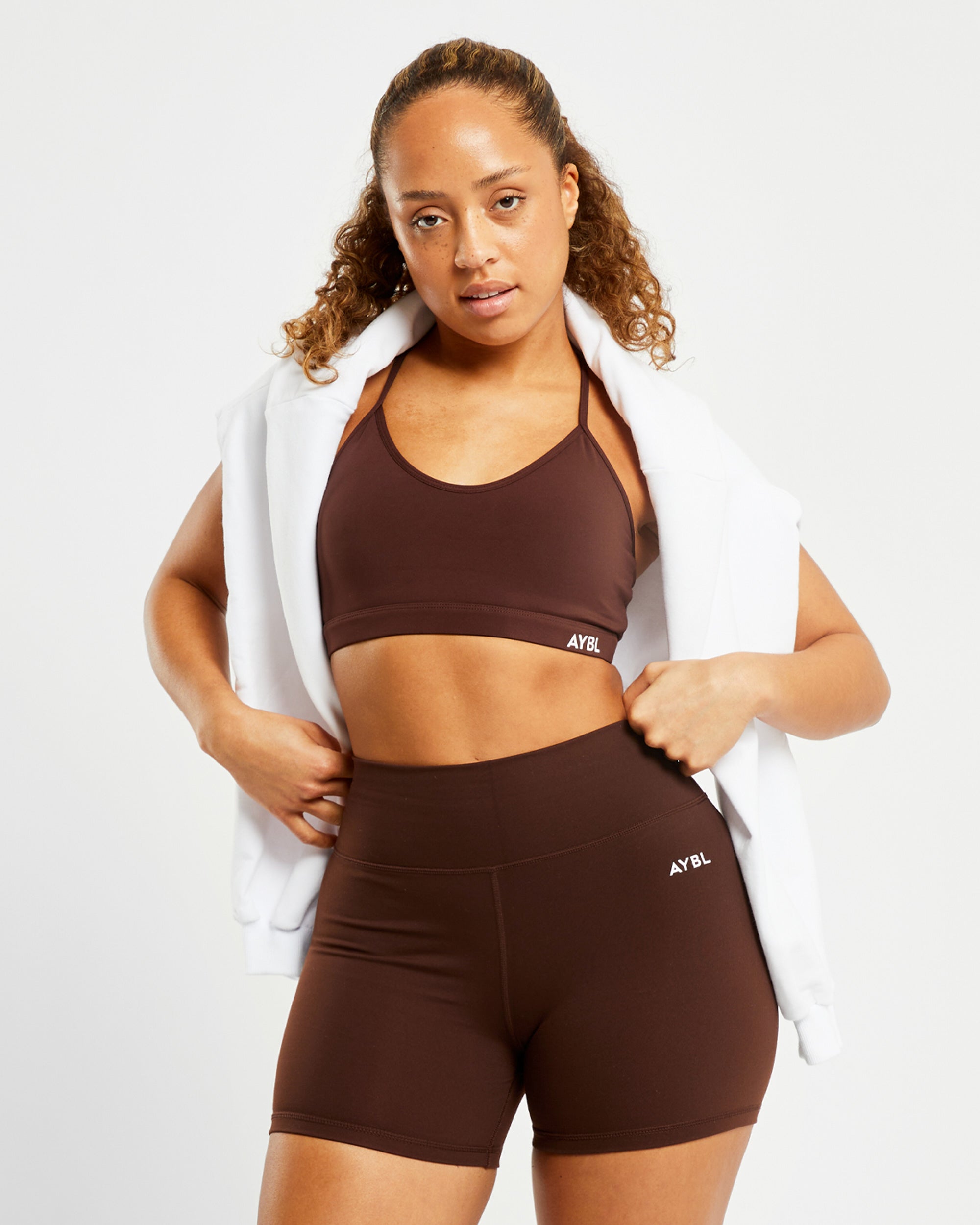 Soutien-gorge de sport essentiel à col en V - Marron chocolat