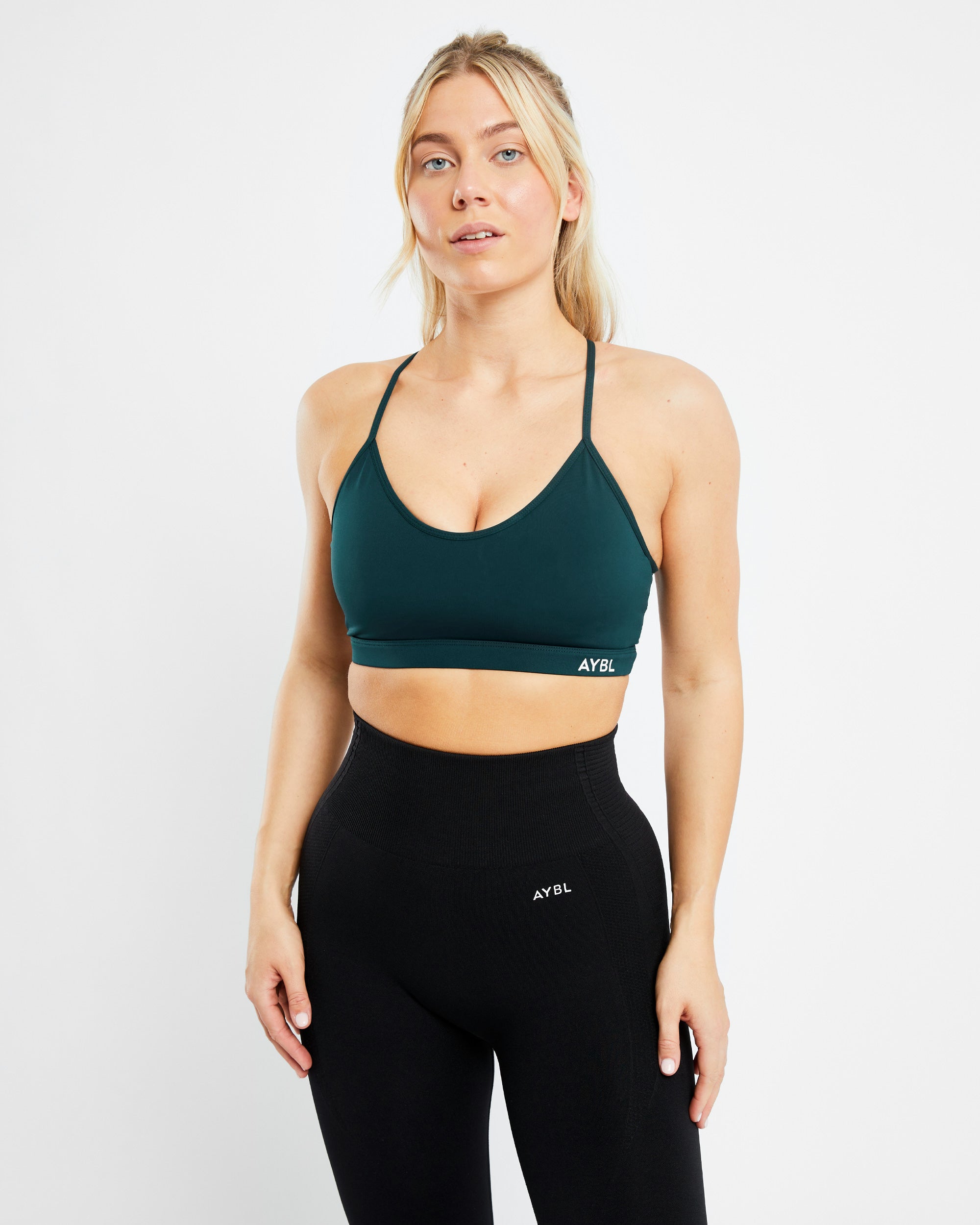 Soutien-gorge de sport essentiel à col en V - Vert forêt