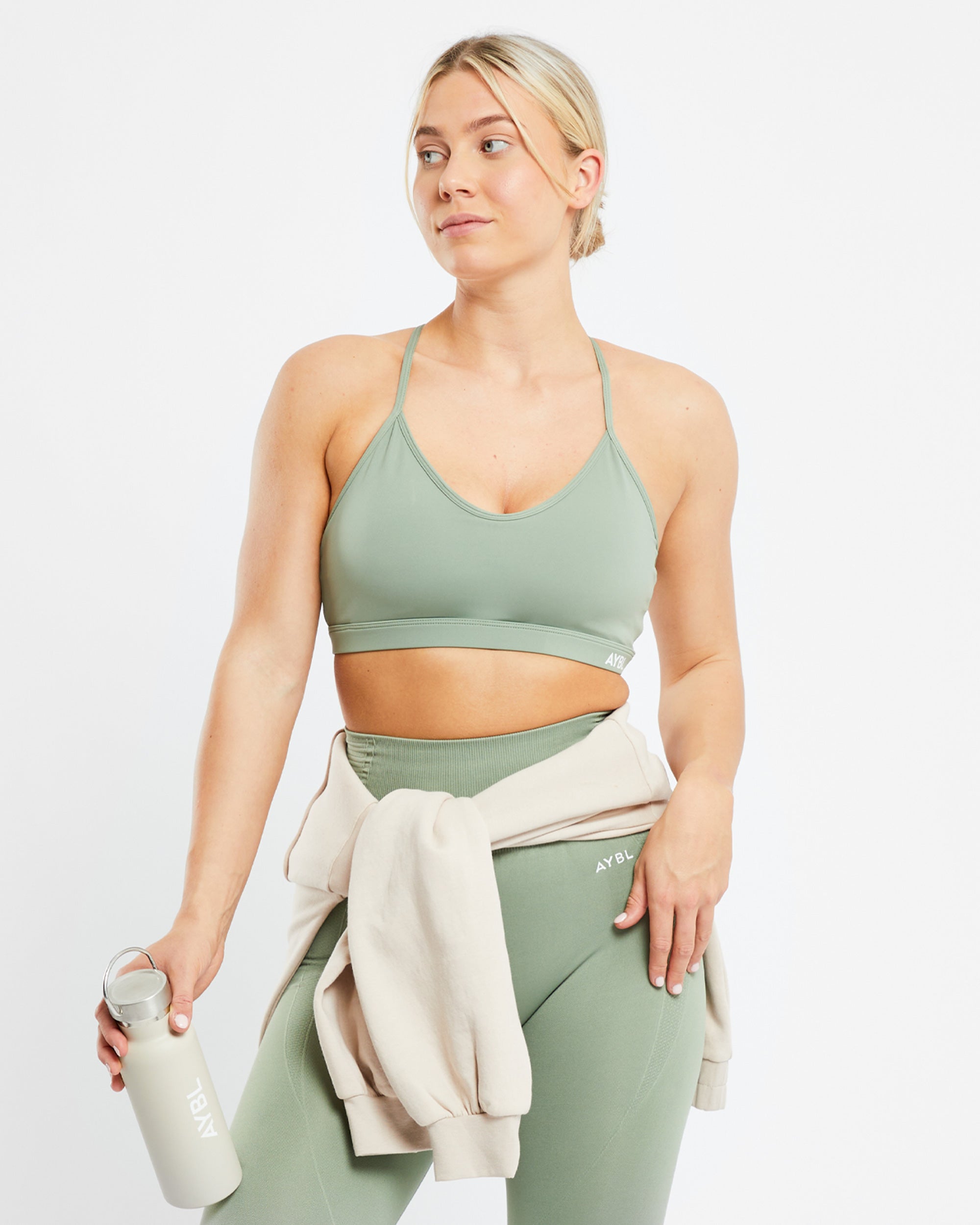 Soutien-gorge de sport essentiel à col en V - Vert olive