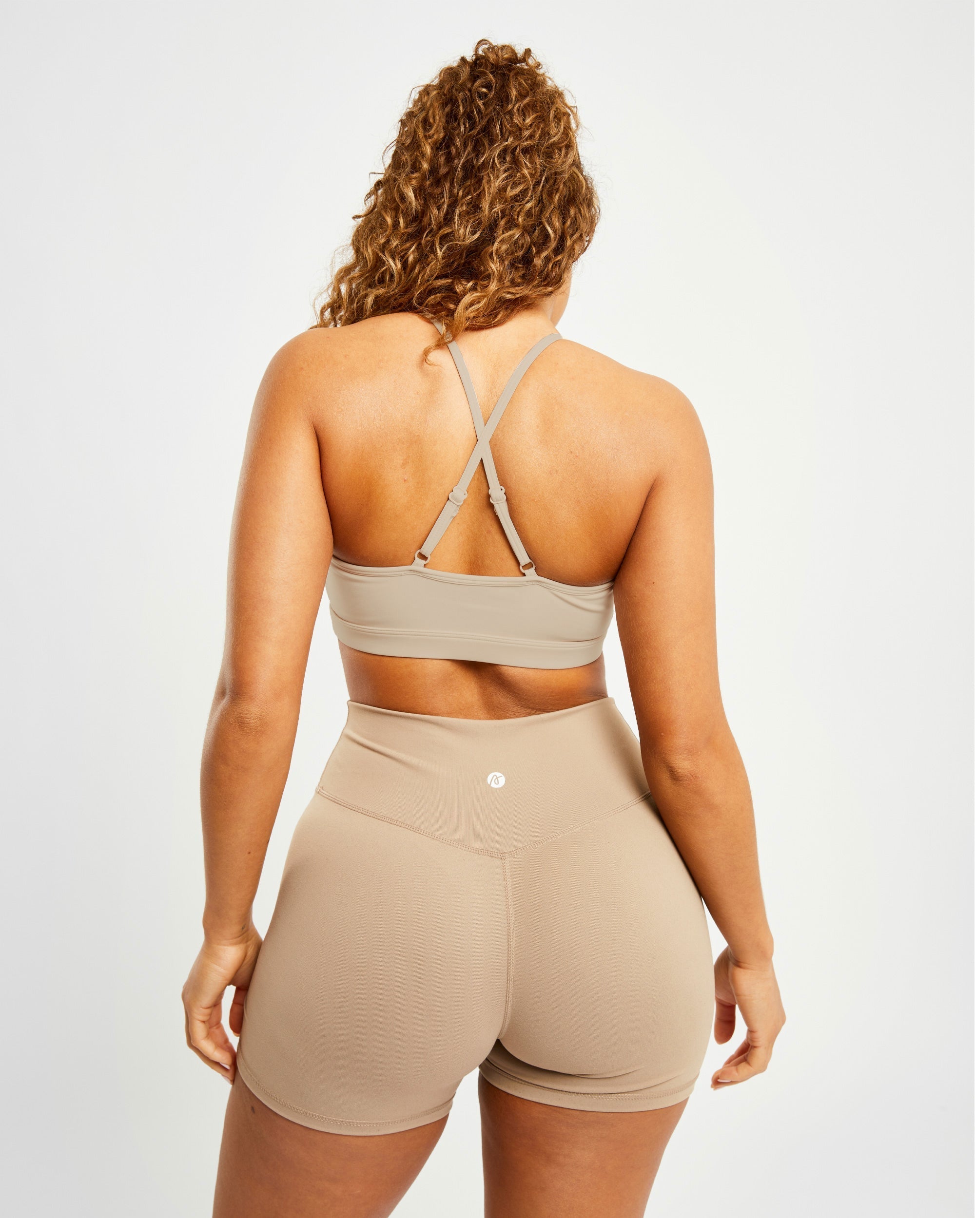 Essential V Neck Sports Bra - Mocha