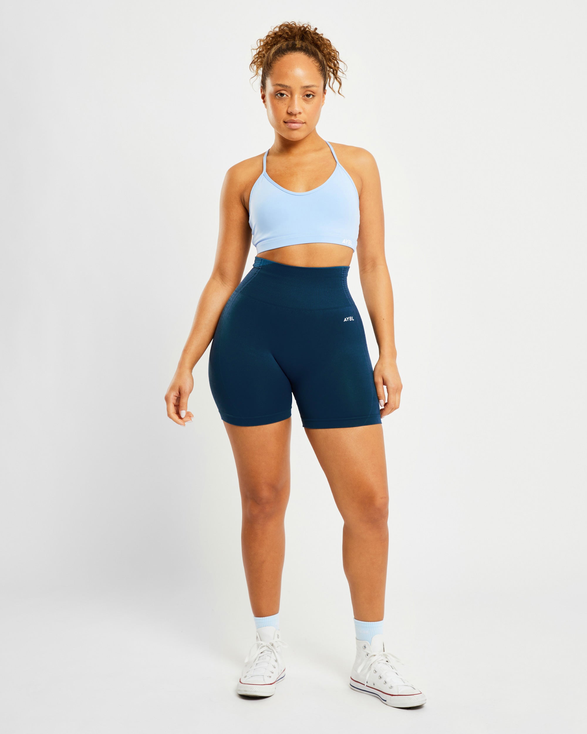 Essential V Neck Sports Bra - Powder Blue