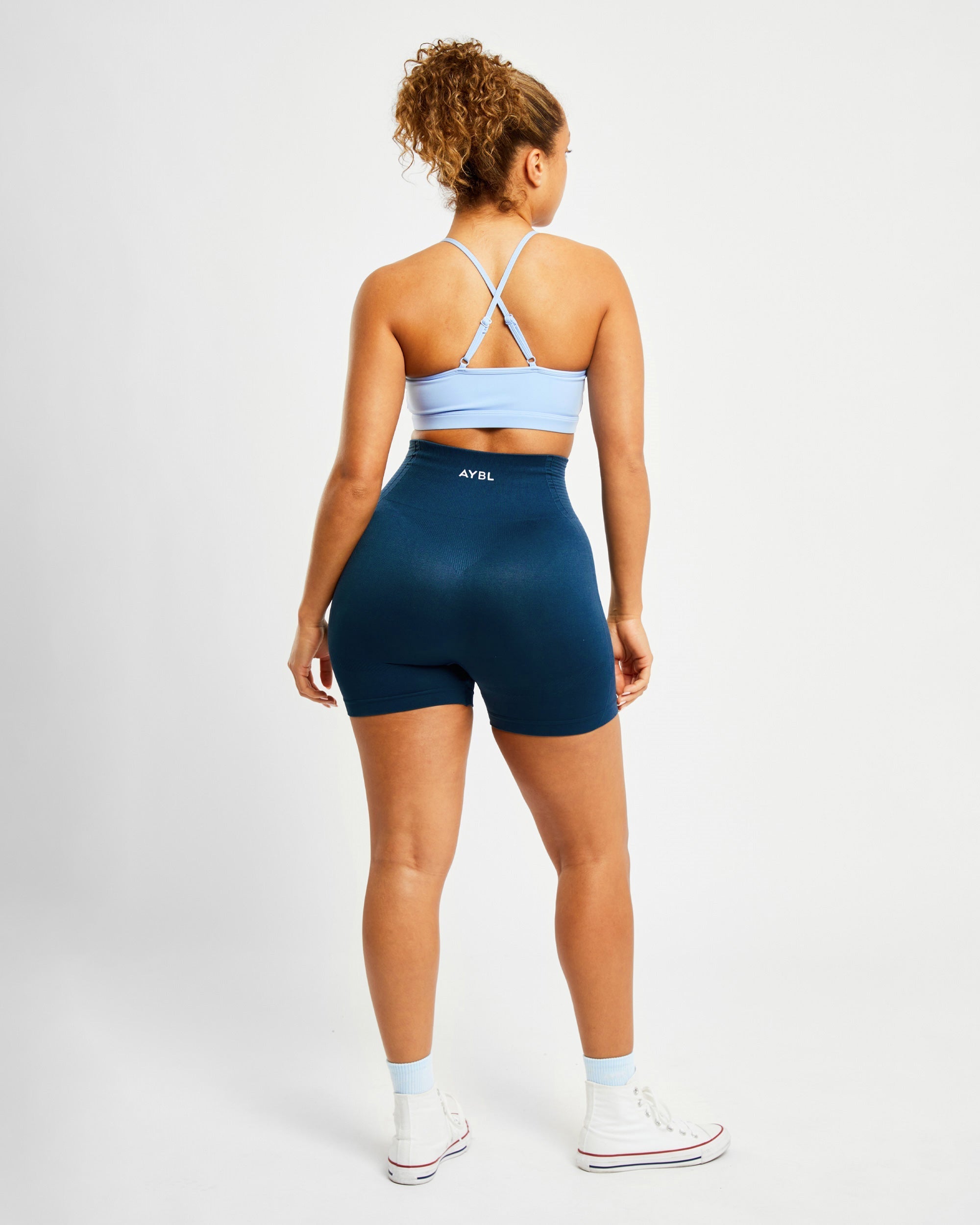 Essential V Neck Sports Bra - Powder Blue