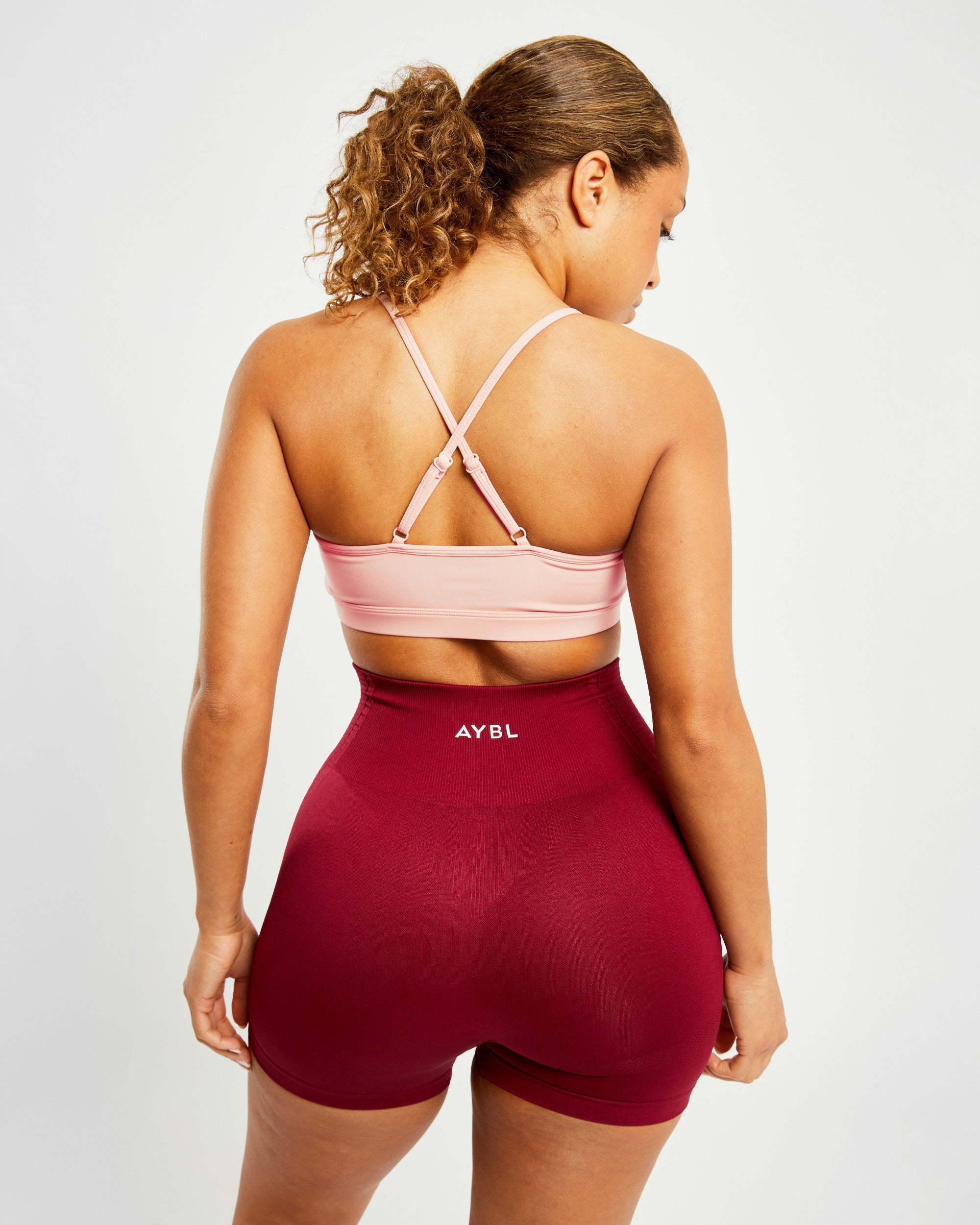 Soutien-gorge de sport essentiel à col en V - Rose poussiéreux