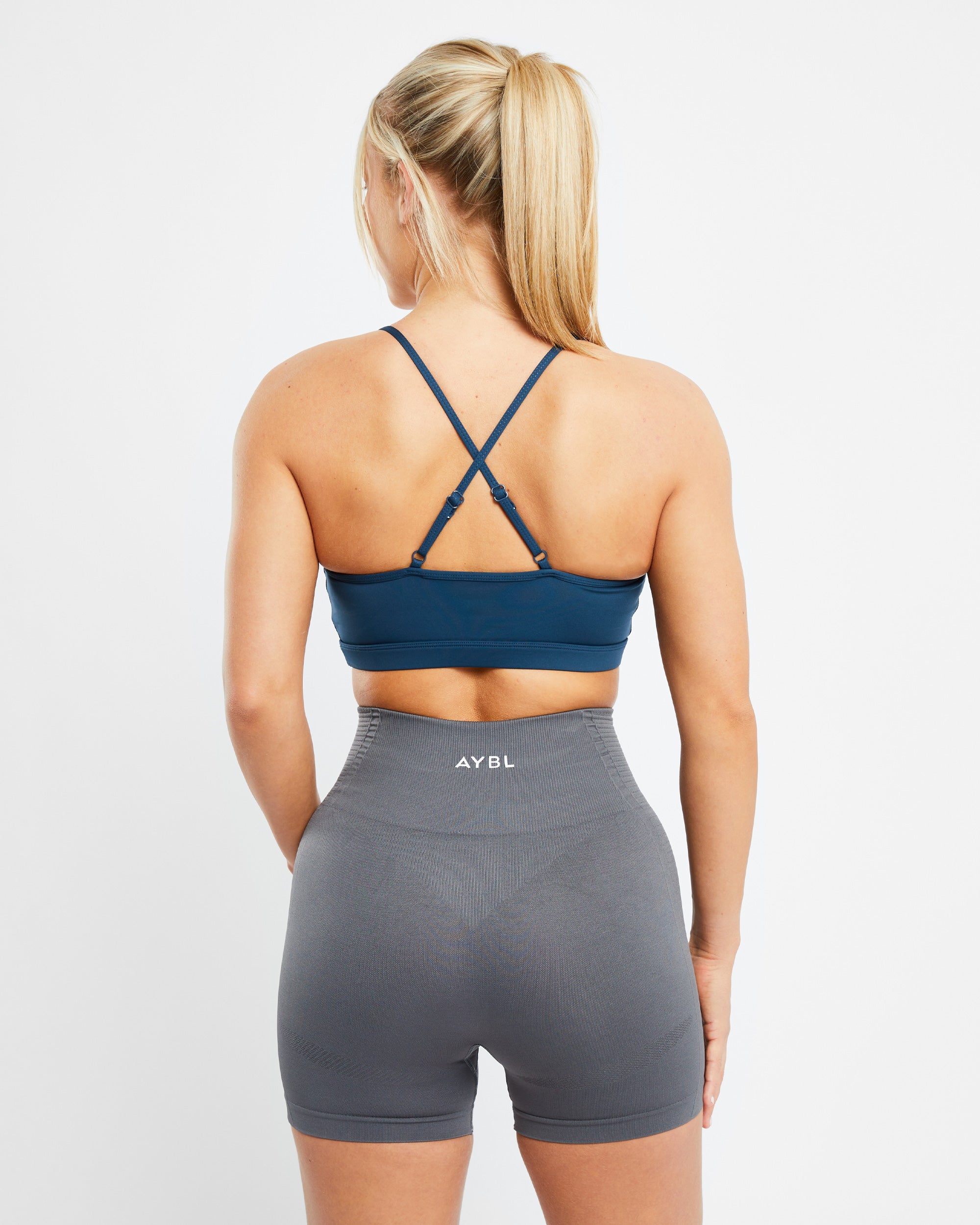 Essential V Neck Sports Bra - Marine Blue