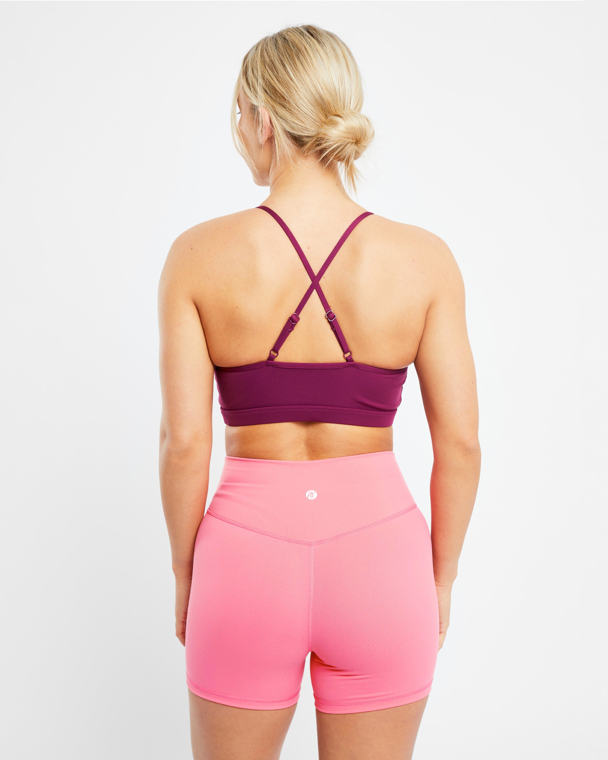 Essential V Neck Sports Bra - Purple Wine