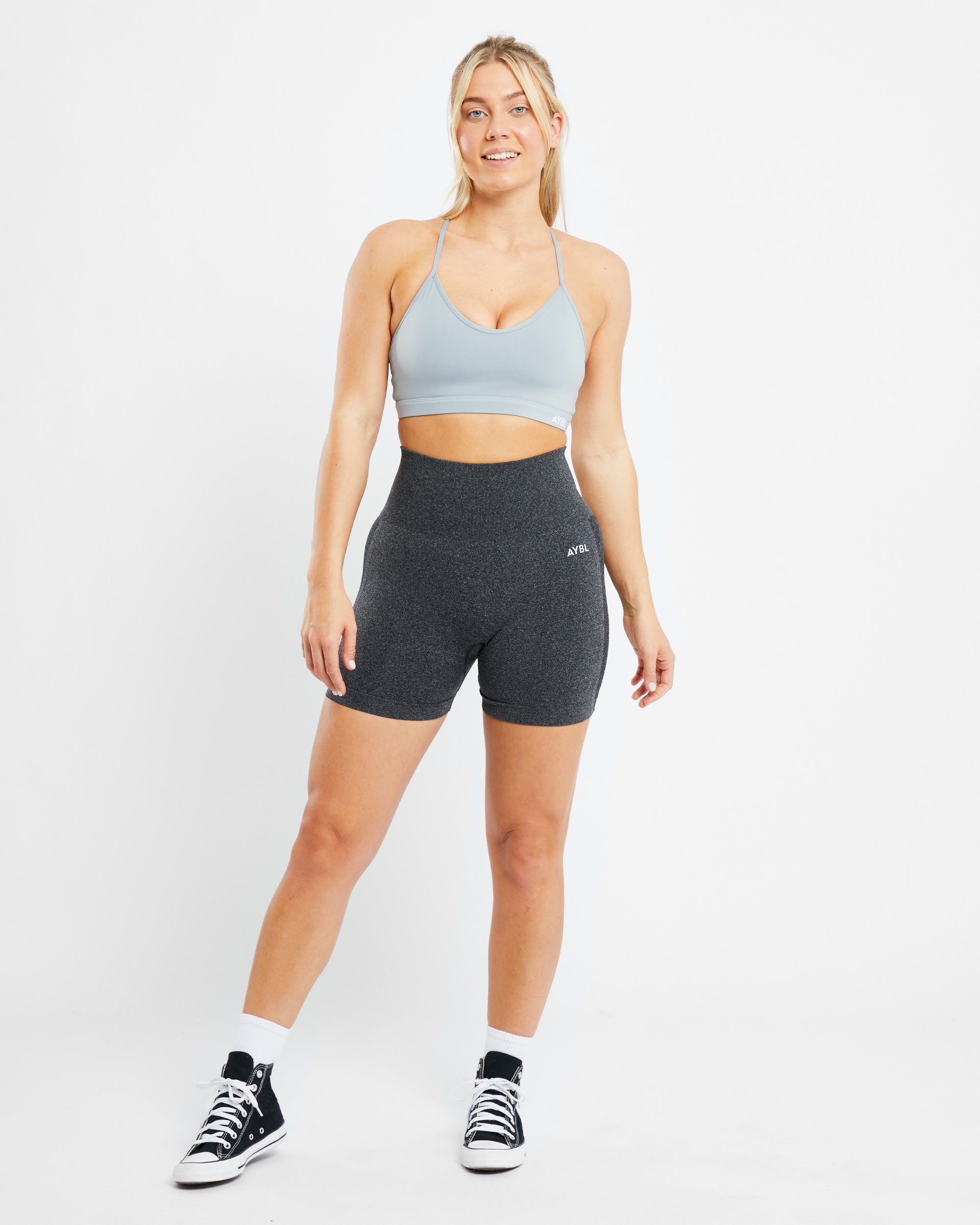 Essential V Neck Sports Bra - Pebble Grey