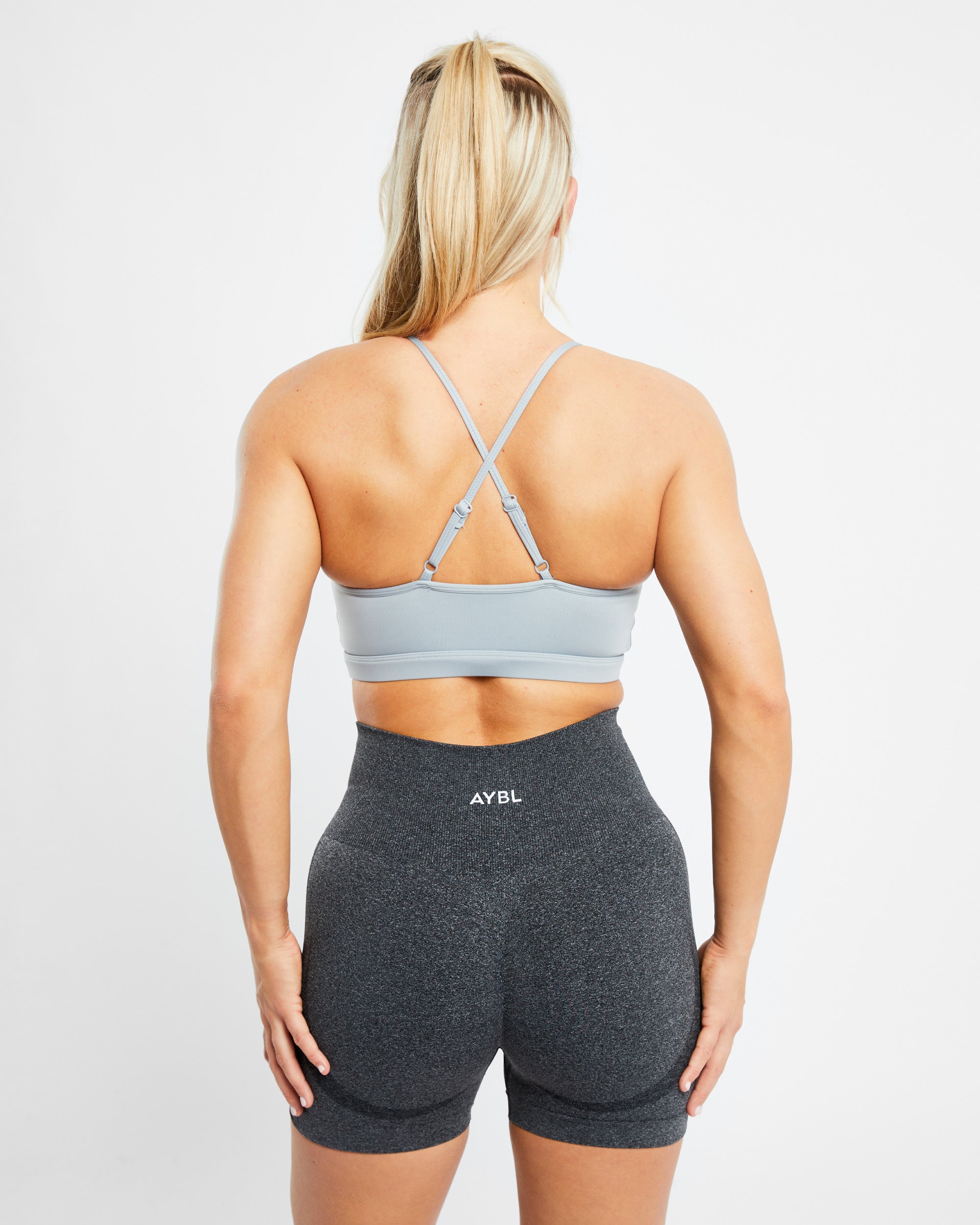 Essential V Neck Sports Bra - Pebble Grey