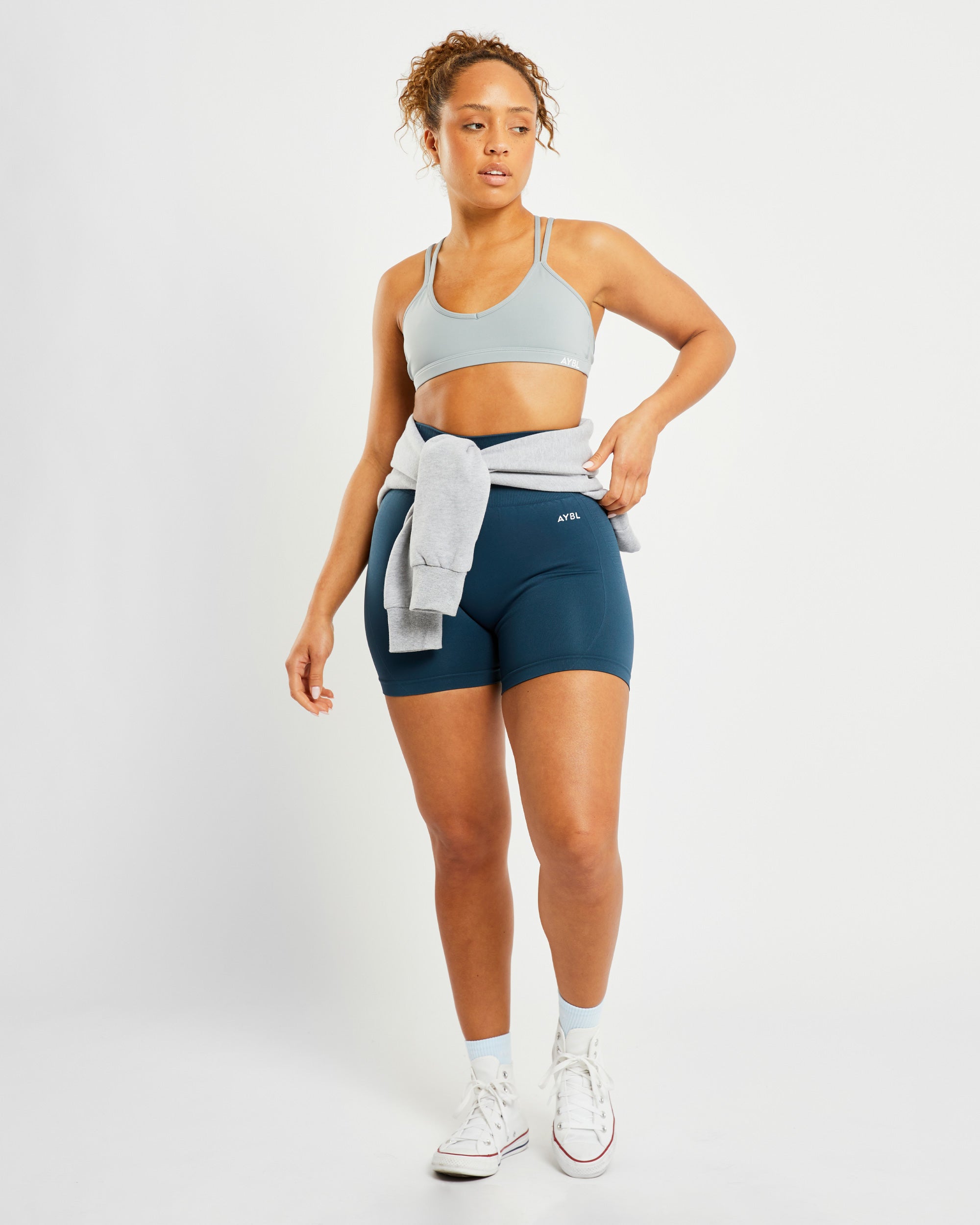 Essential Strappy Sports Bra - Pebble Grey