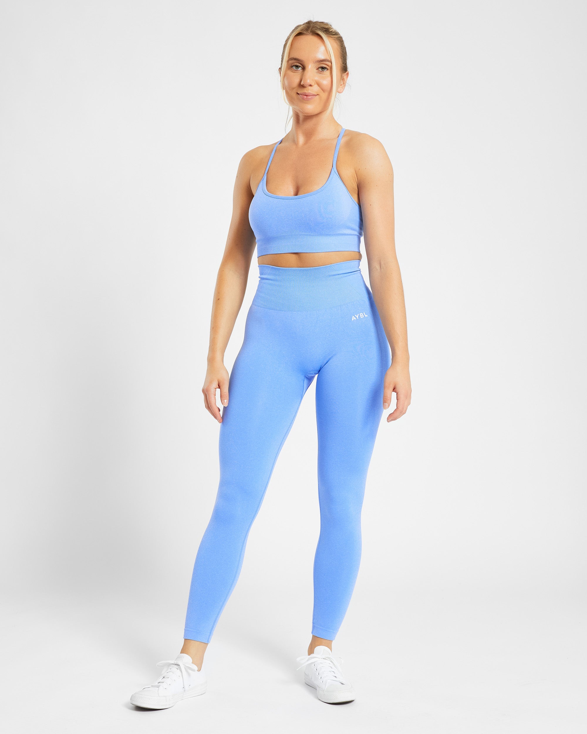 Nahtlose Leggings „Empower“ – Frühlingsblau meliert